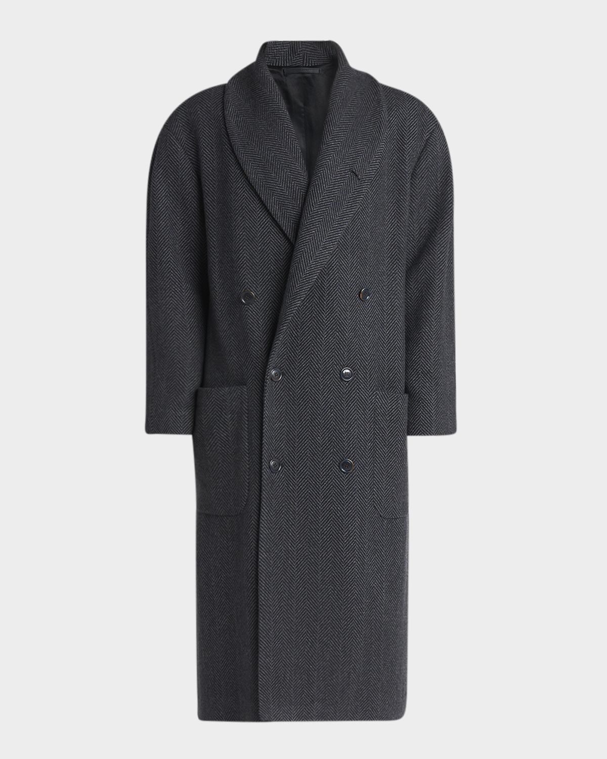 Men 's Cashmere Herringbone Double-Breasted Overcoat