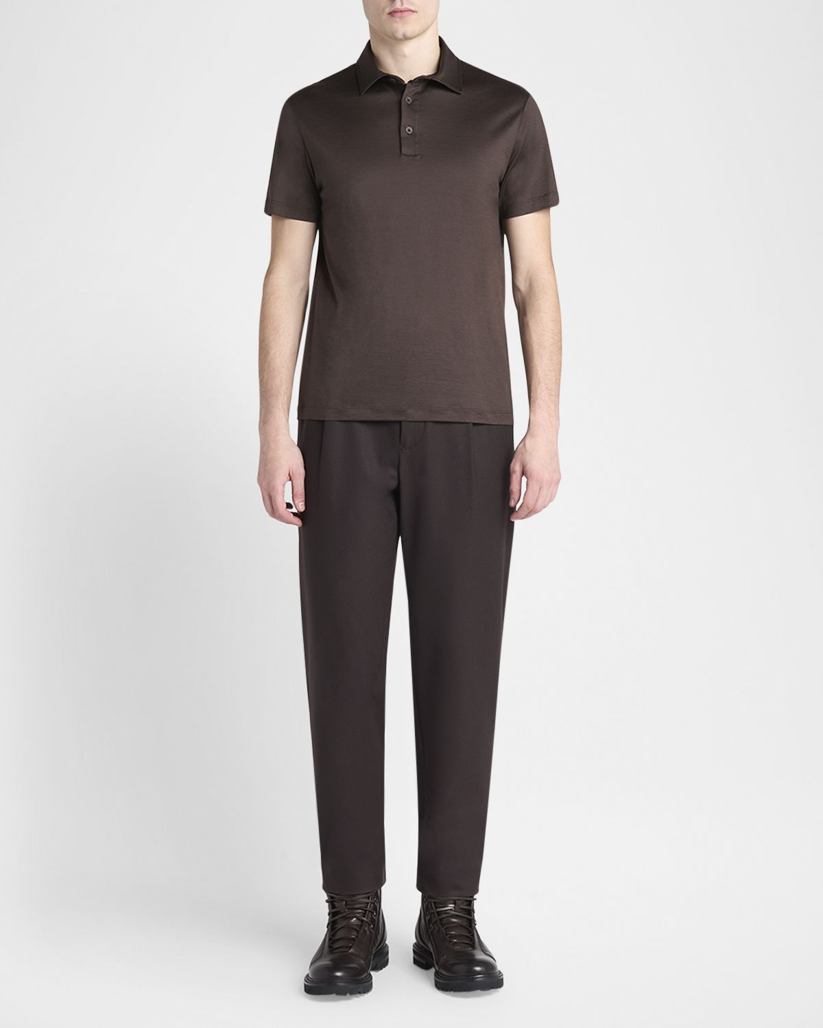 Giorgio Armani Men 's Silk and Cotton Polo Shirt | Thumbnail 5