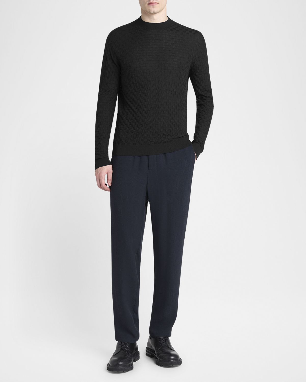 Giorgio Armani Men 's Quadrant Knit Cashmere and Silk Crewneck Sweater