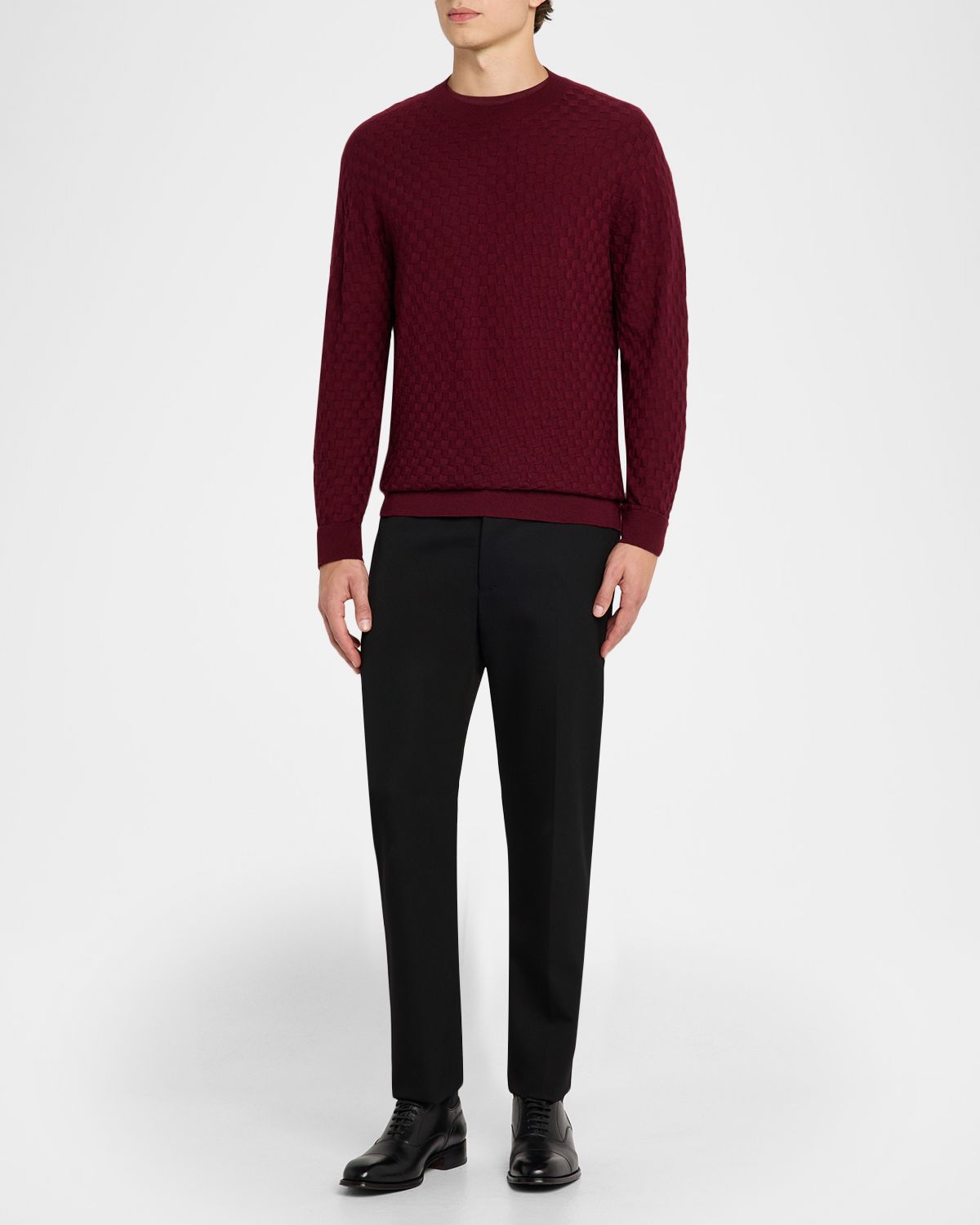 Giorgio Armani Men 's Quadrant Knit Cashmere and Silk Crewneck Sweater | Thumbnail 5 Giorgio Armani Men 's Quadrant Knit Cashmere and Silk Crewneck Sweater | Thumbnail 5