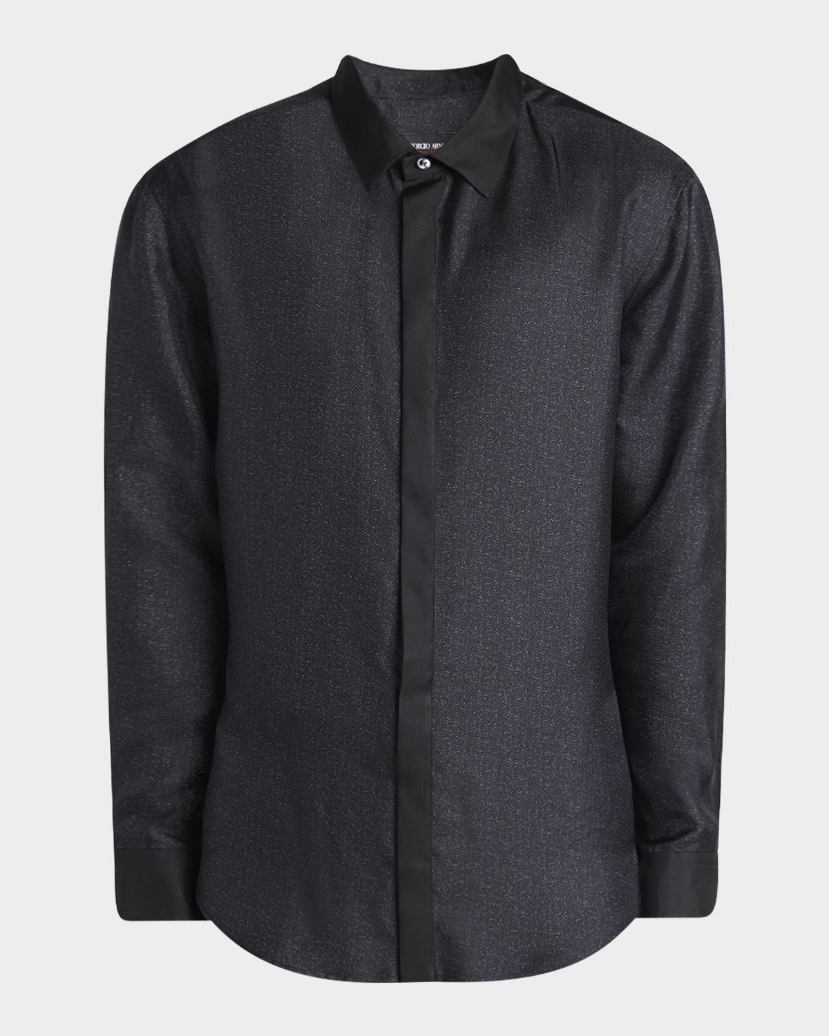 Giorgio Armani Men 's Silk Twill Micro-Diagonal Placket Dress Shirt
