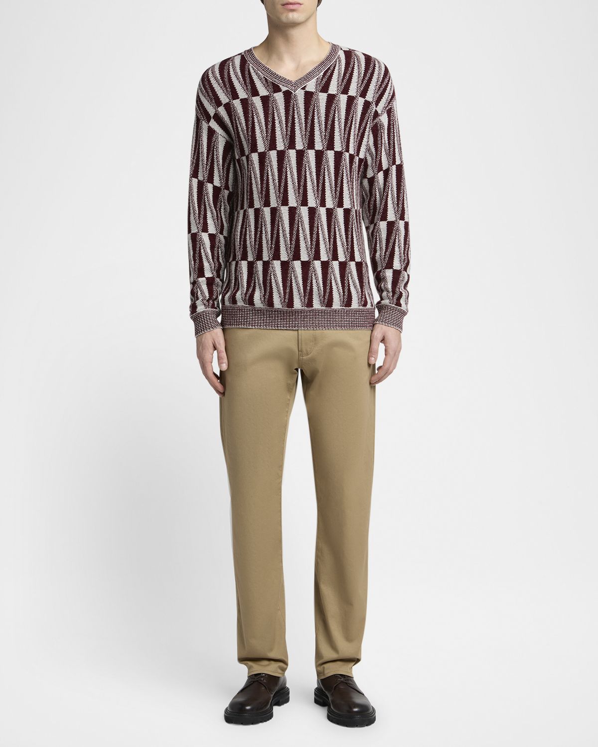 Giorgio Armani Men 's Jacquard Stitch Cashmere Blend V-Neck Sweater