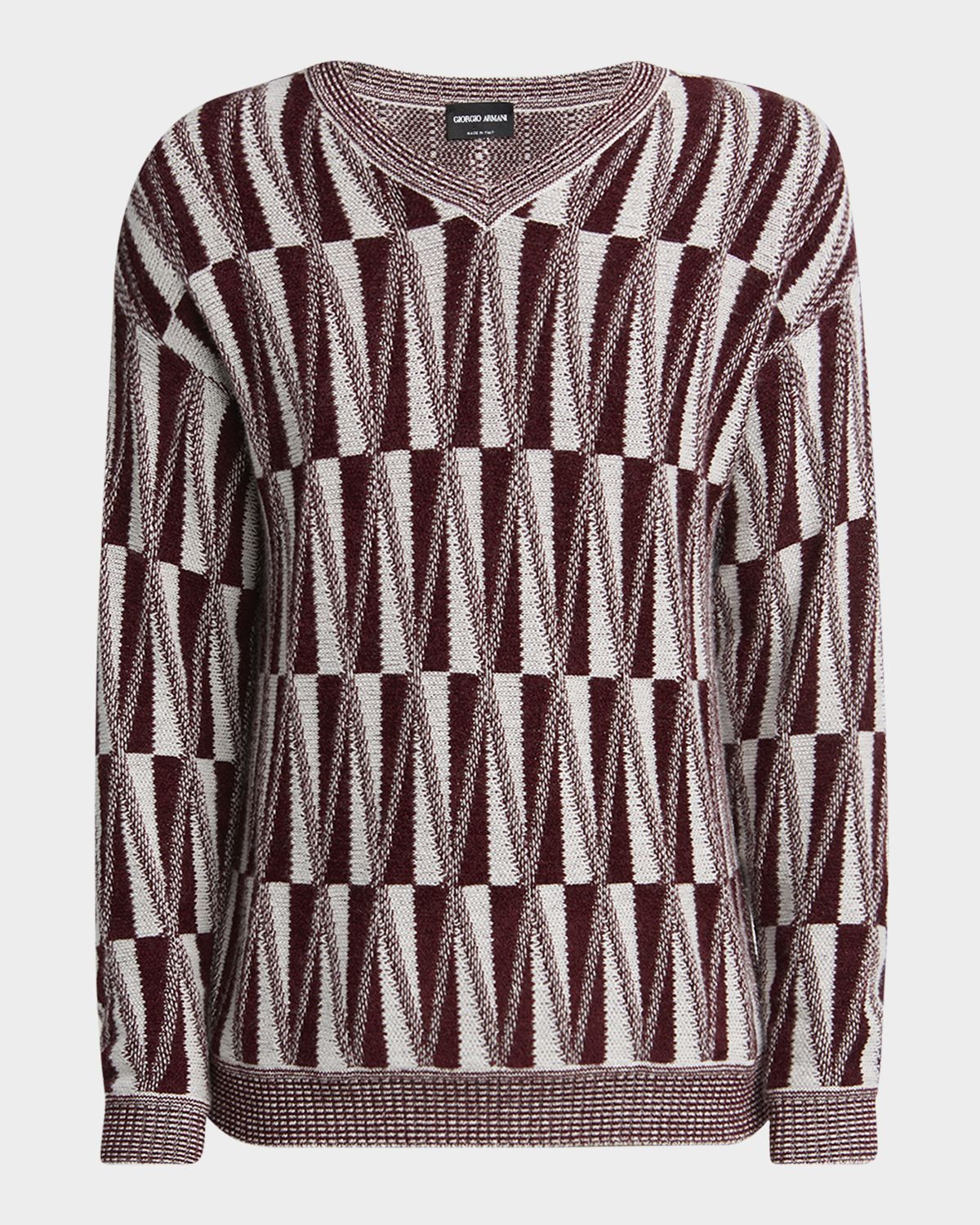 Giorgio Armani Men 's Jacquard Stitch Cashmere Blend V-Neck Sweater