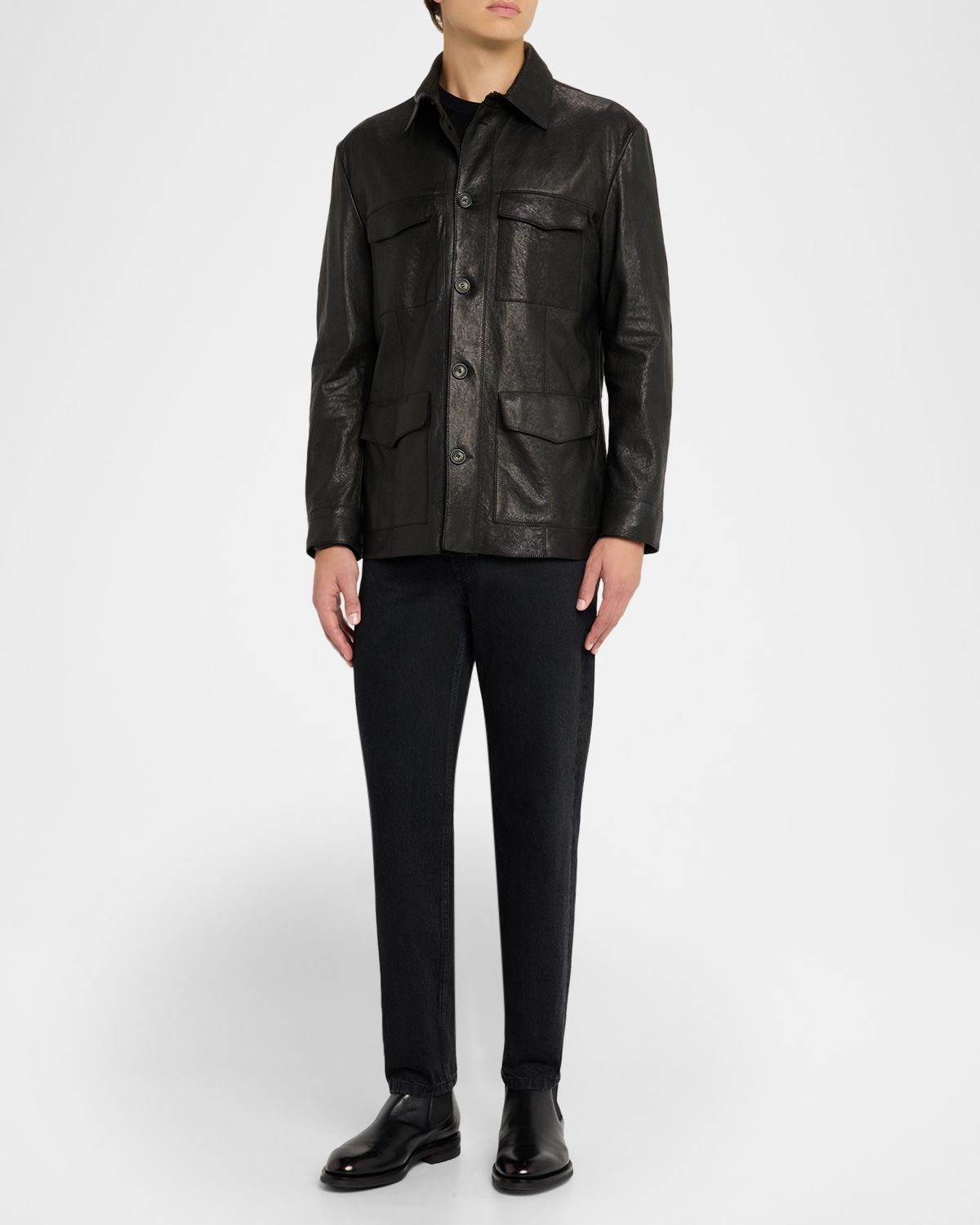 Giorgio Armani Men 's Nappa Leather Safari Jacket