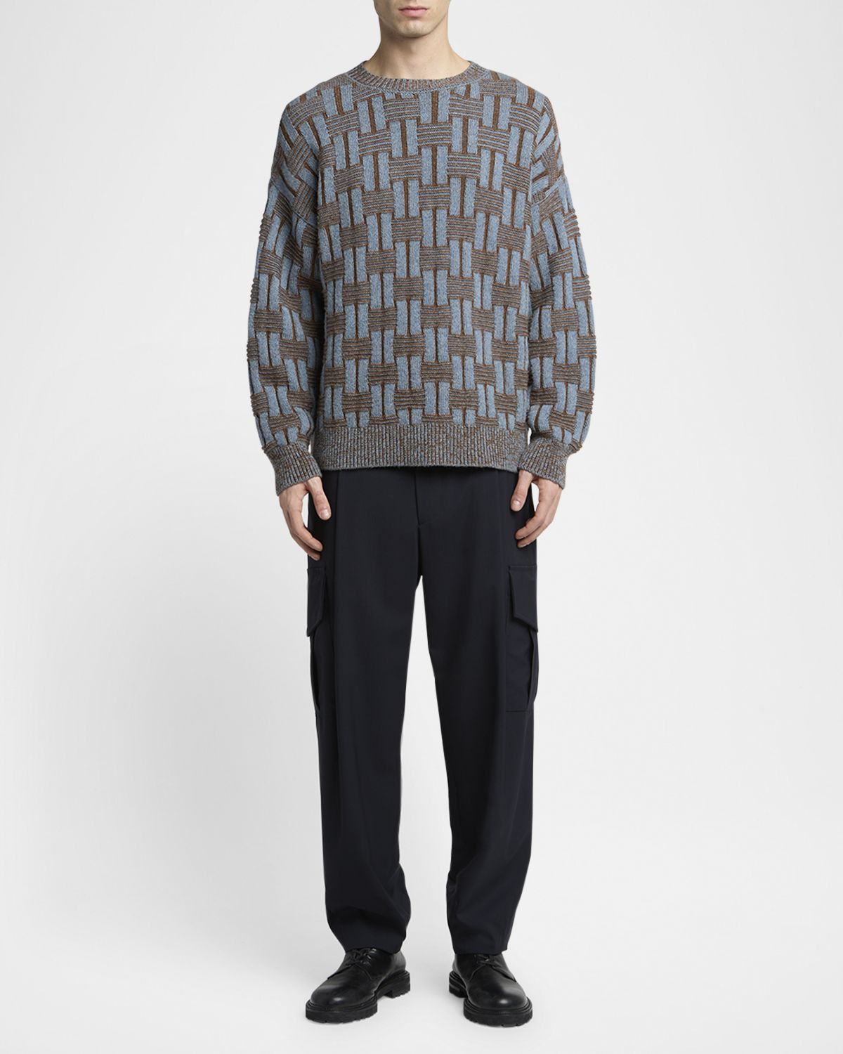 Giorgio Armani Men 's Basketweave Wool Crewneck Sweater