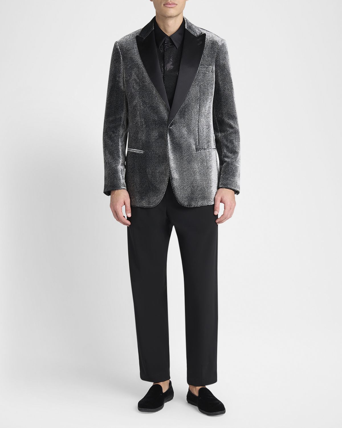 Giorgio Armani Men 's Velvet-Effect Peak Lapel Dinner Jacket