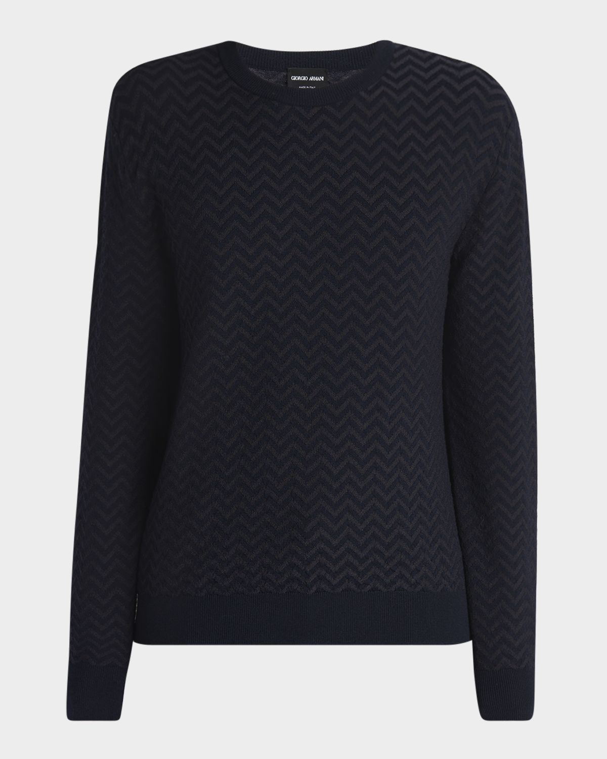 Giorgio Armani Men 's Chevron Wool-Stretch Crewneck Sweater