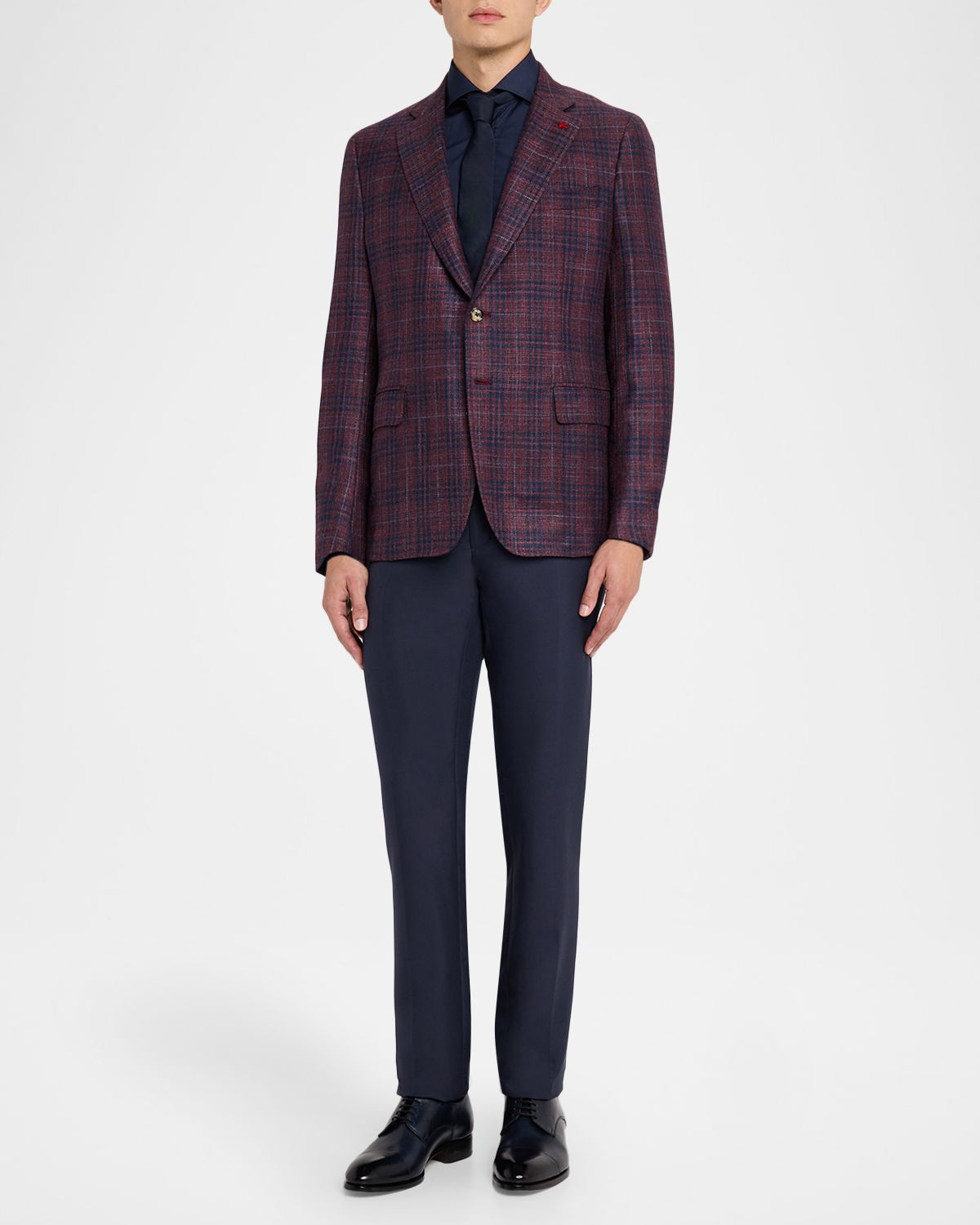 Isaia Men 's Wool and Silk Plaid Single-Breasted Sport Coat | Thumbnail 8 Isaia Men 's Wool and Silk Plaid Single-Breasted Sport Coat | Thumbnail 8