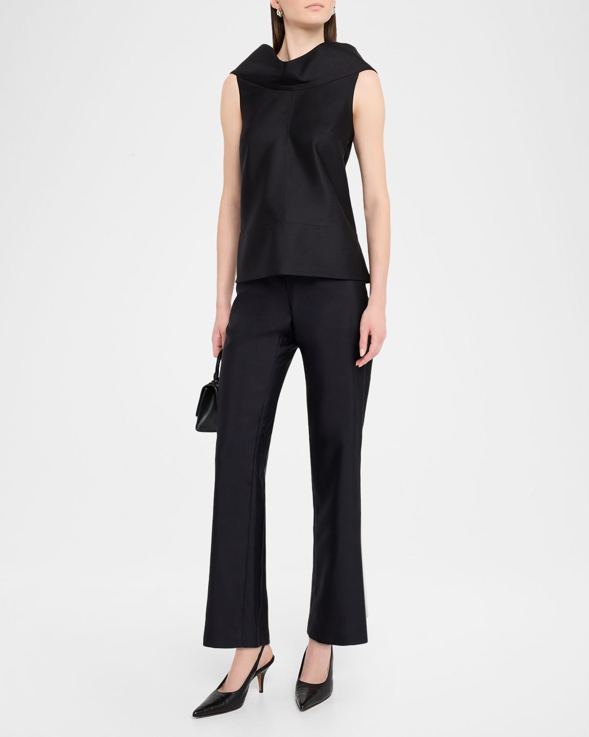 Brandon Maxwell Bowie Sleeveless Draped Top