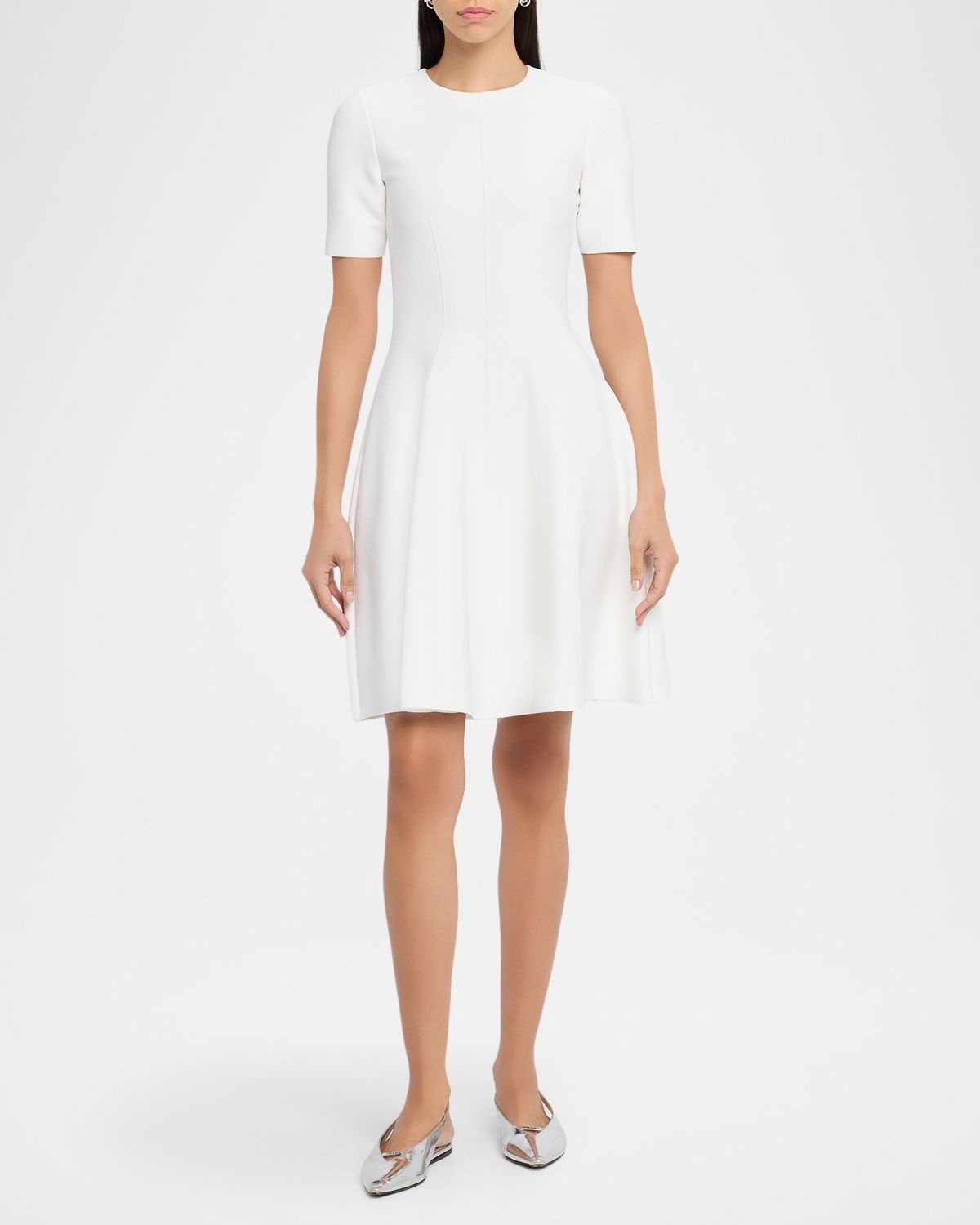 McQueen Seamed Short-Sleeve Mini Dress