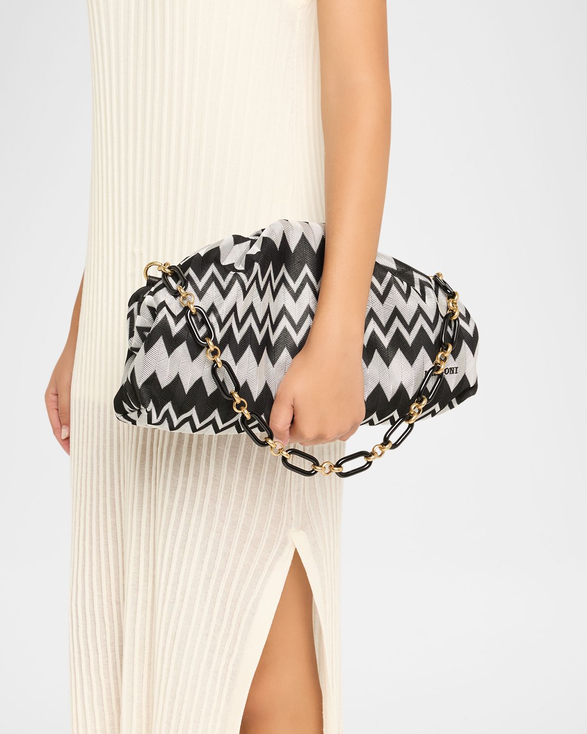 Missoni Ruched Optical Wave Zigzag Pouch Bag