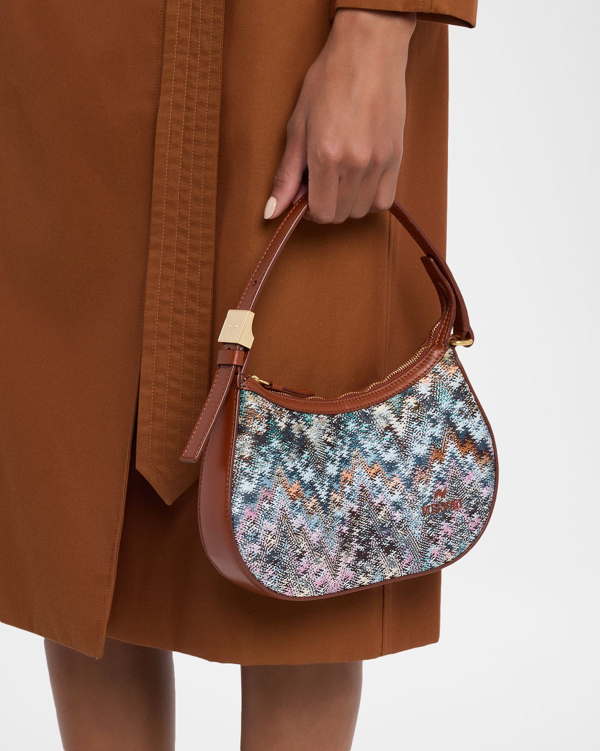 Missoni Mini Zigzag Cotton Canvas Hobo Shoulder Bag