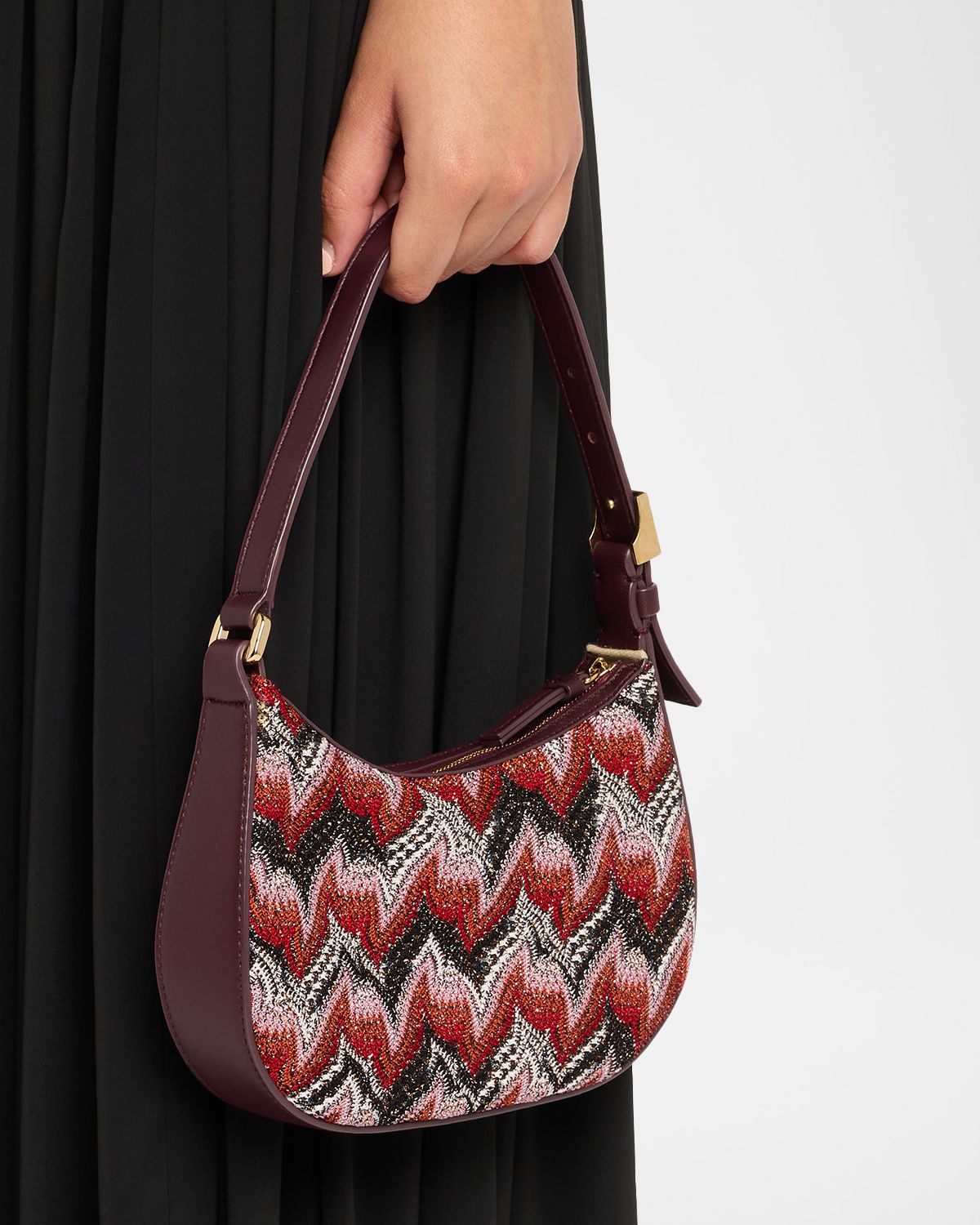 Missoni Chevron Raschel & Leather Mini Hobo Bag