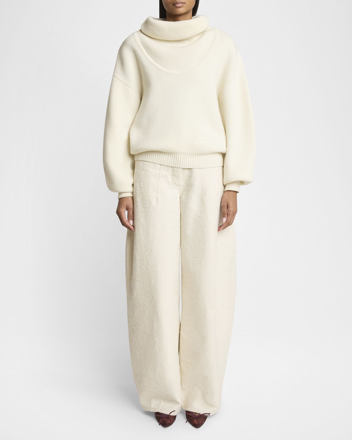 Jacquemus La Maille Pallone Turtleneck Wool-Cashmere Sweater