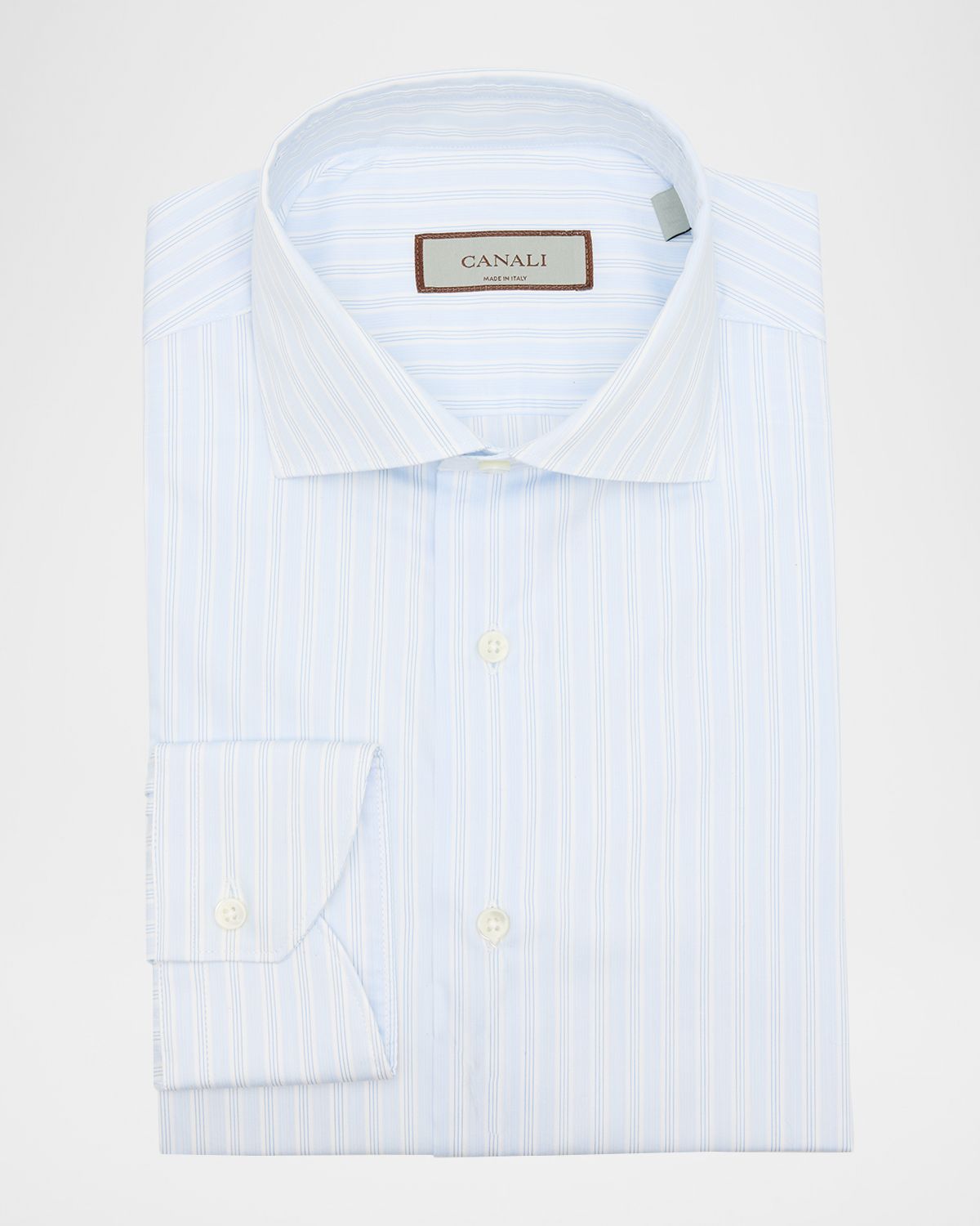 Canali Men 's Triple Fine-Stripe Cotton Dress Shirt