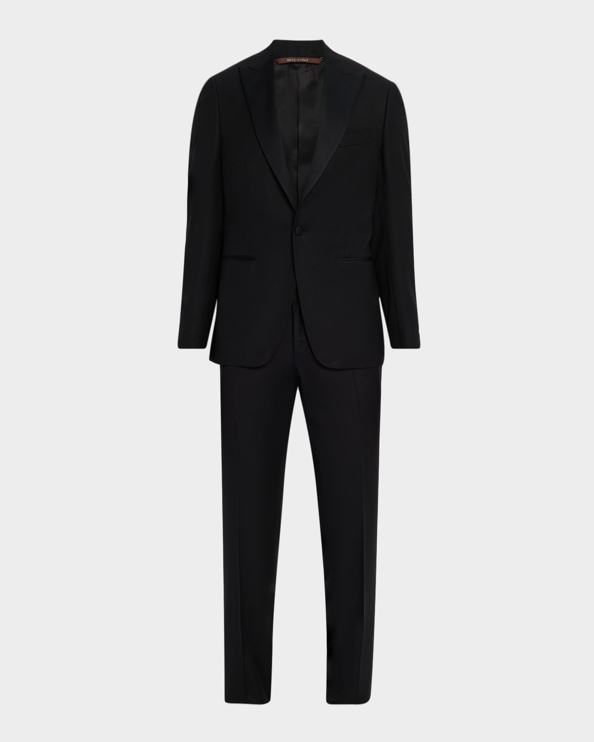 Canali Men 's Textured Wool Peak Lapel Suit
