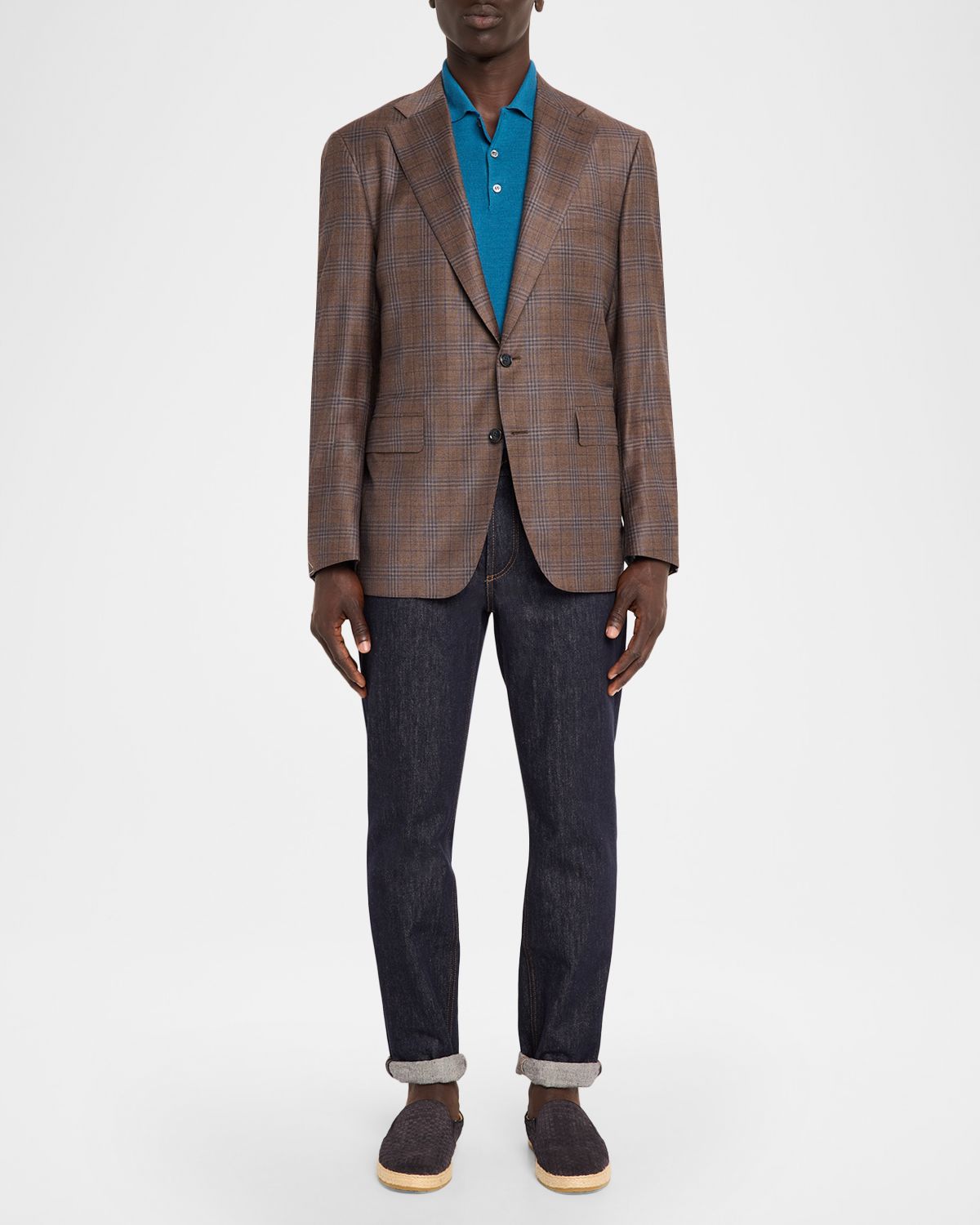 Canali Plaid Wool Single-Breasted Blazer