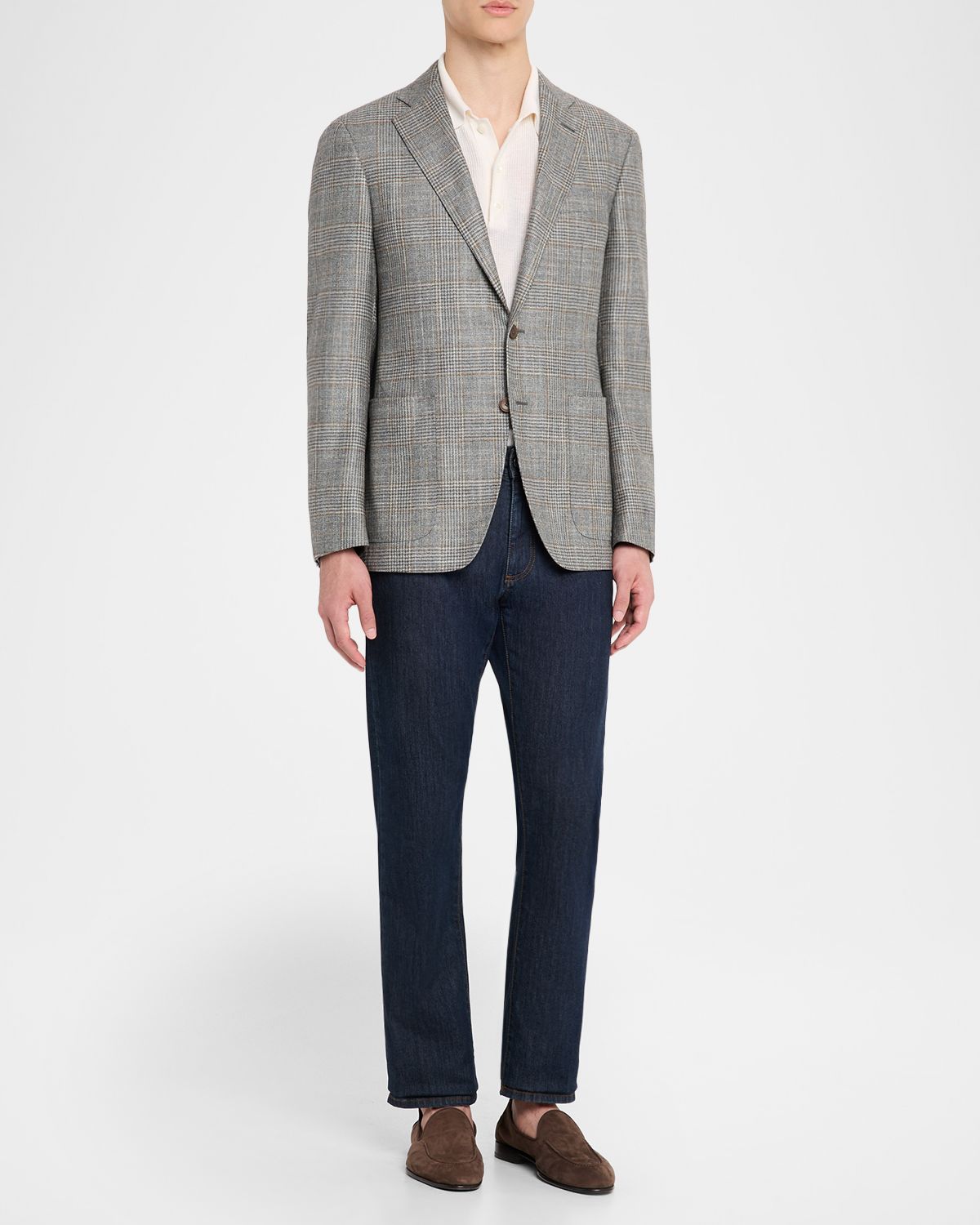 Canali Men 's Glen Plaid Notch Lapel Sport Coat