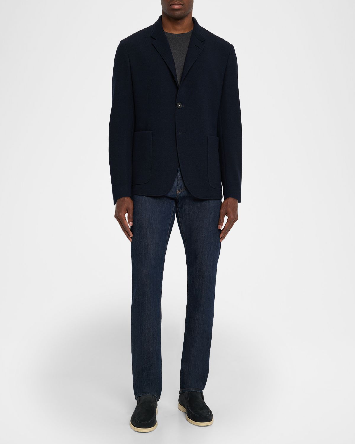 Canali Men 's Wool and Cotton Jersey Textured Blazer