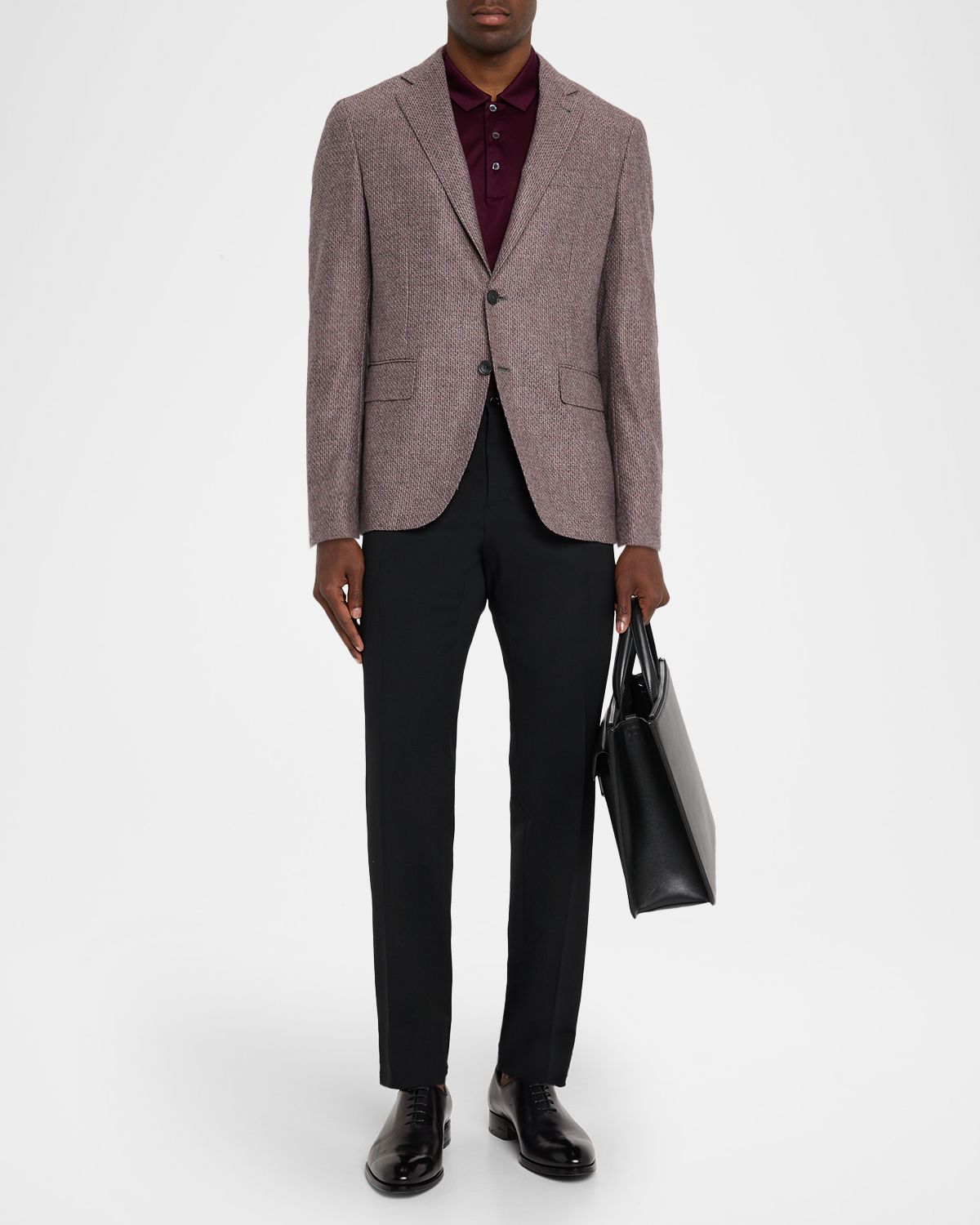 Canali Men 's Stepweave Wool Notch Lapel Sport Coat