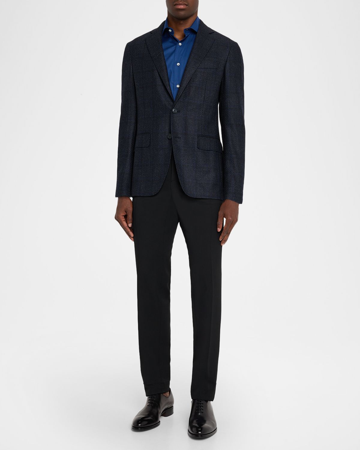 Canali Men 's Stepweave Wool Notch Lapel Sport Coat