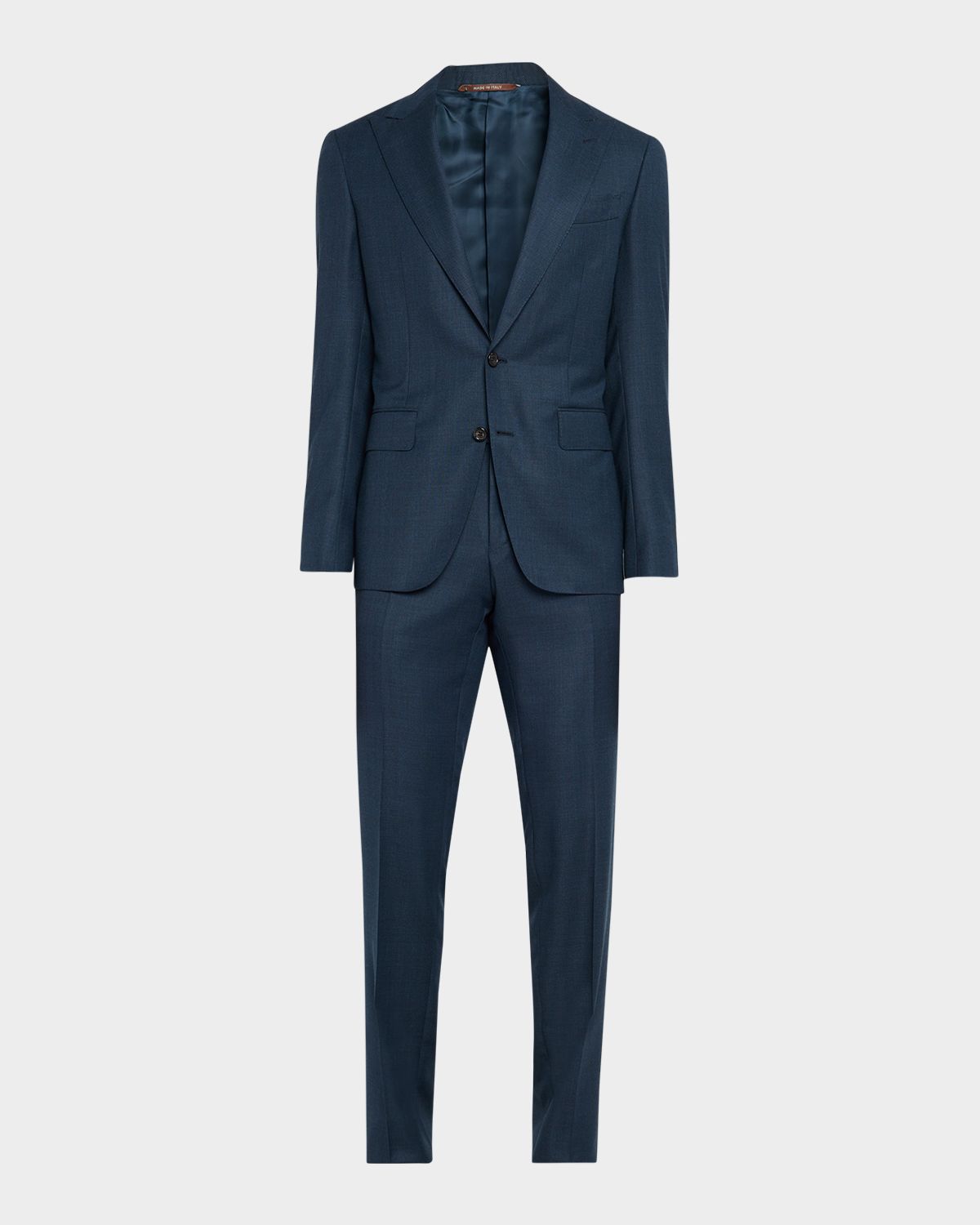 Canali Men 's Wool Windowpane Peak Lapel Suit