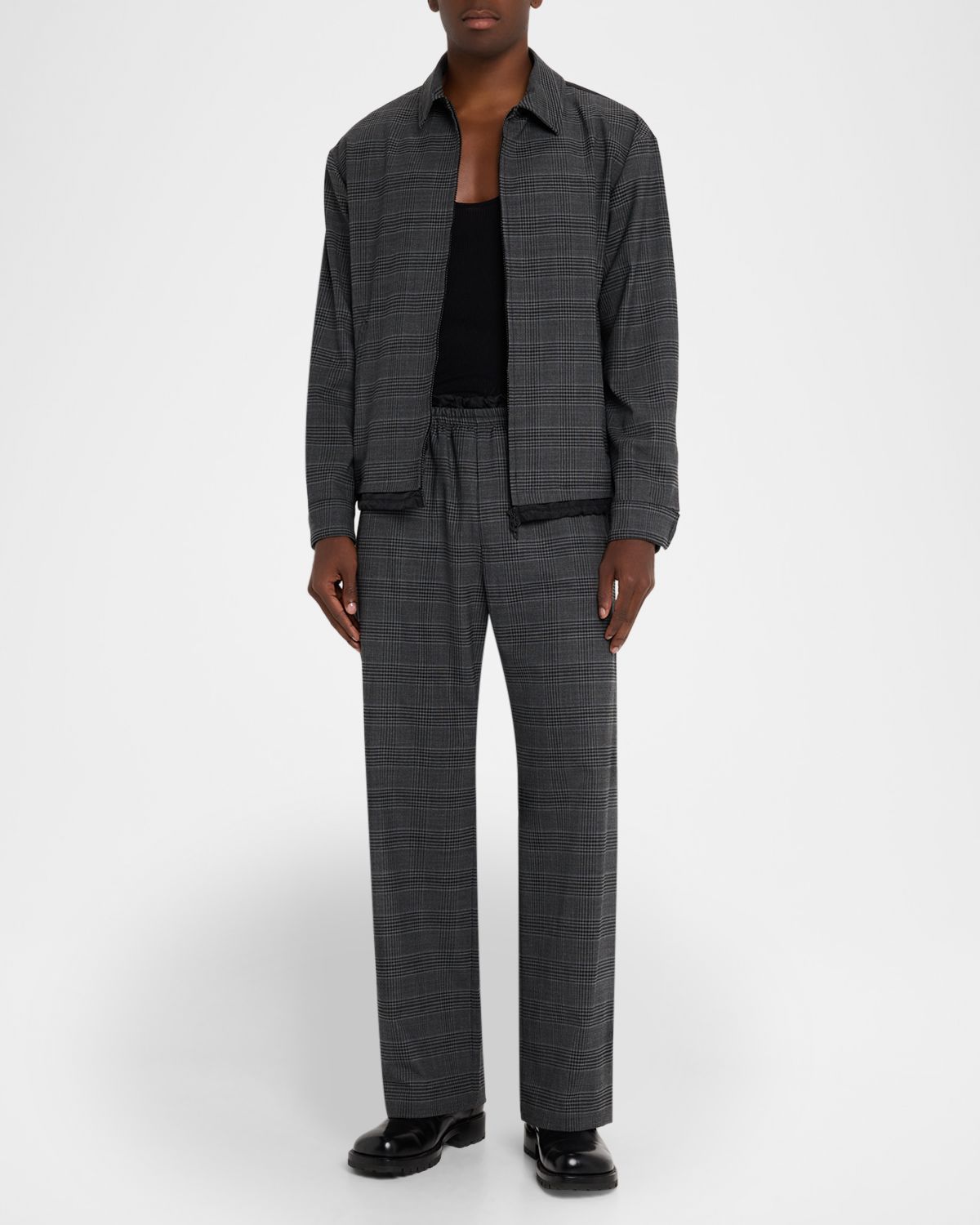 Diesel Men 's P-Tilson Wool Prince of Wales Pull-On Pants