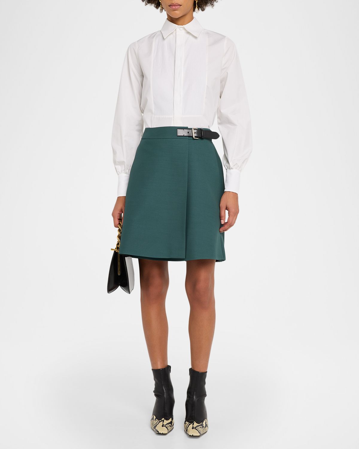 Dice Kayek Bib-Front Cotton Poplin Button-Front Shirt