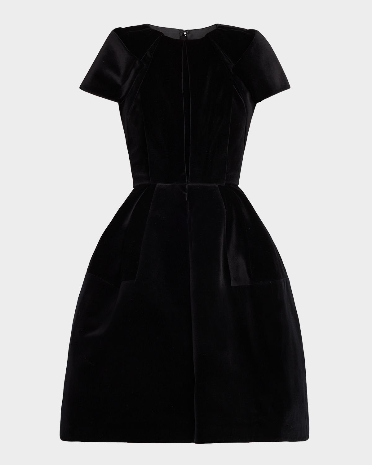 Dice Kayek Pleated Velvet Short-Sleeve Fit-&-Flare Dress