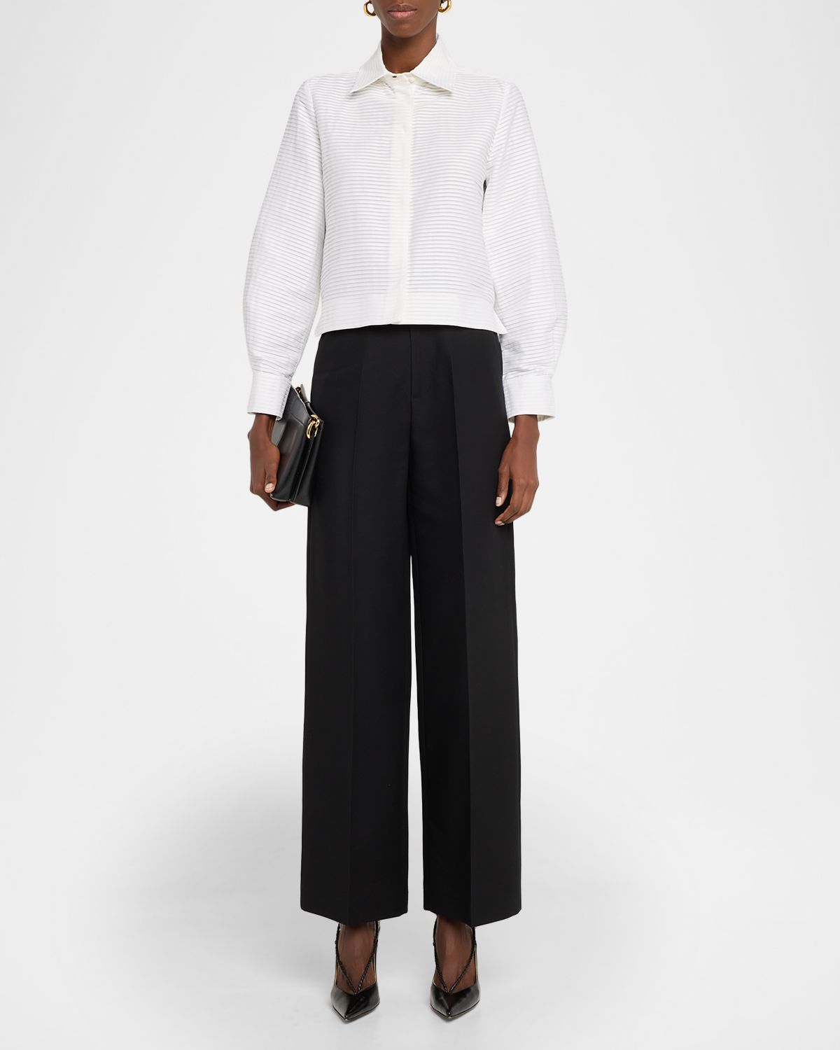 Dice Kayek Pleated Cotton Poplin Button-Down Shirt