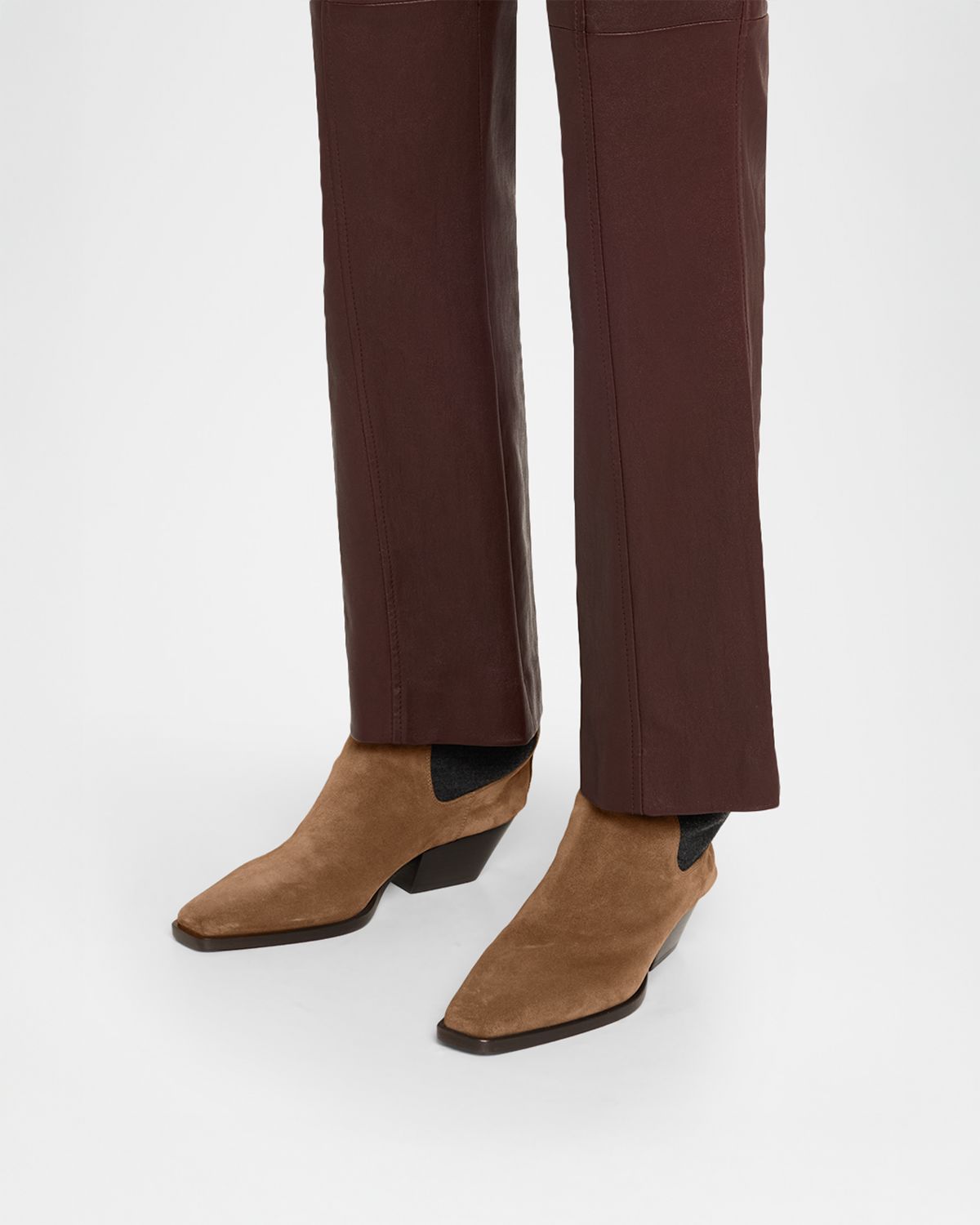 Brunello Cucinelli Suede City Block-Heel Western Booties