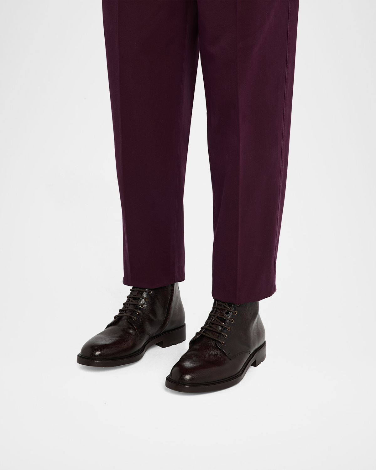 Brunello Cucinelli Men's Burnished Leather Ankle Boots