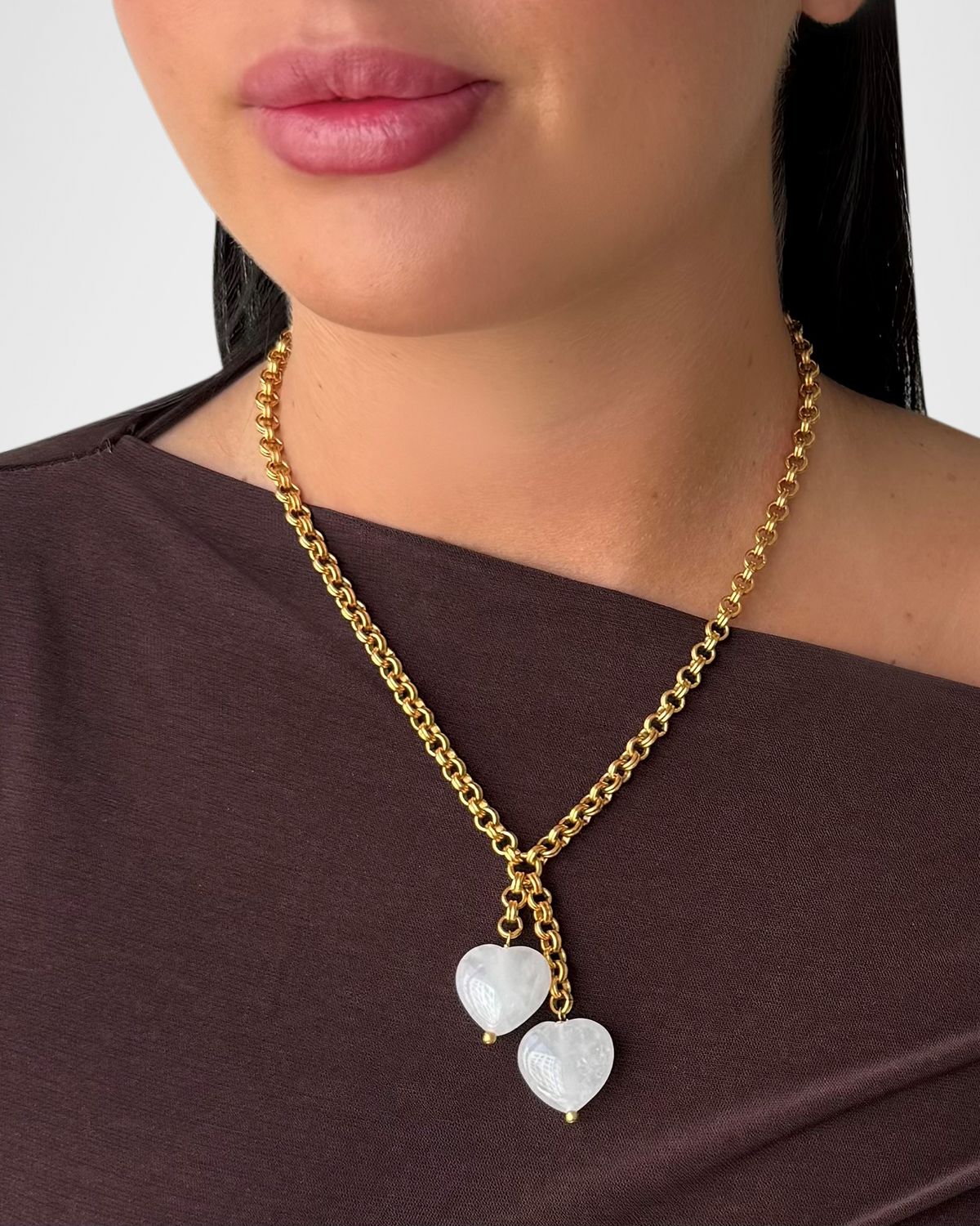 Dina Mackney Twin Hearts Necklace with Agate