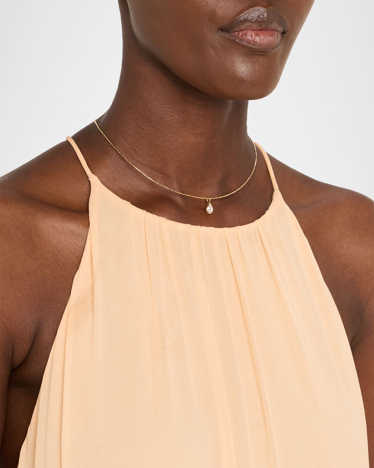 POPPY FINCH 18K Lab Diamond Pear Cut Pendant Collar Necklace