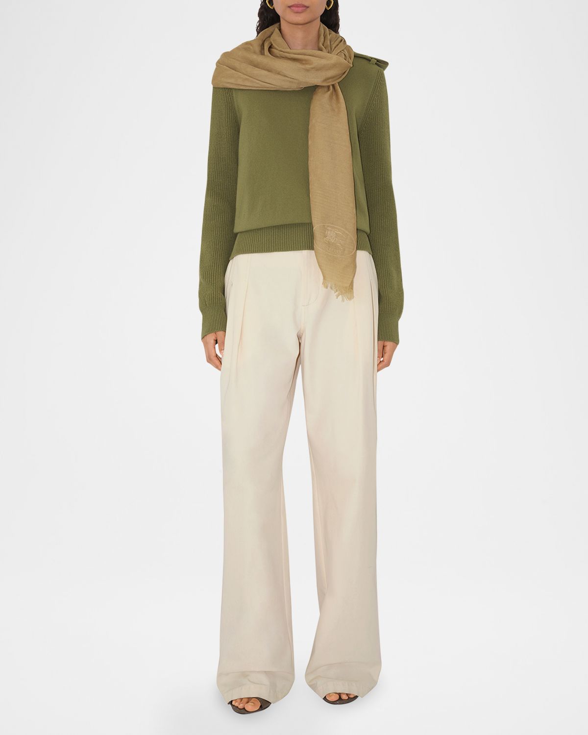 Burberry Wool & Silk Check Jacquard Scarf