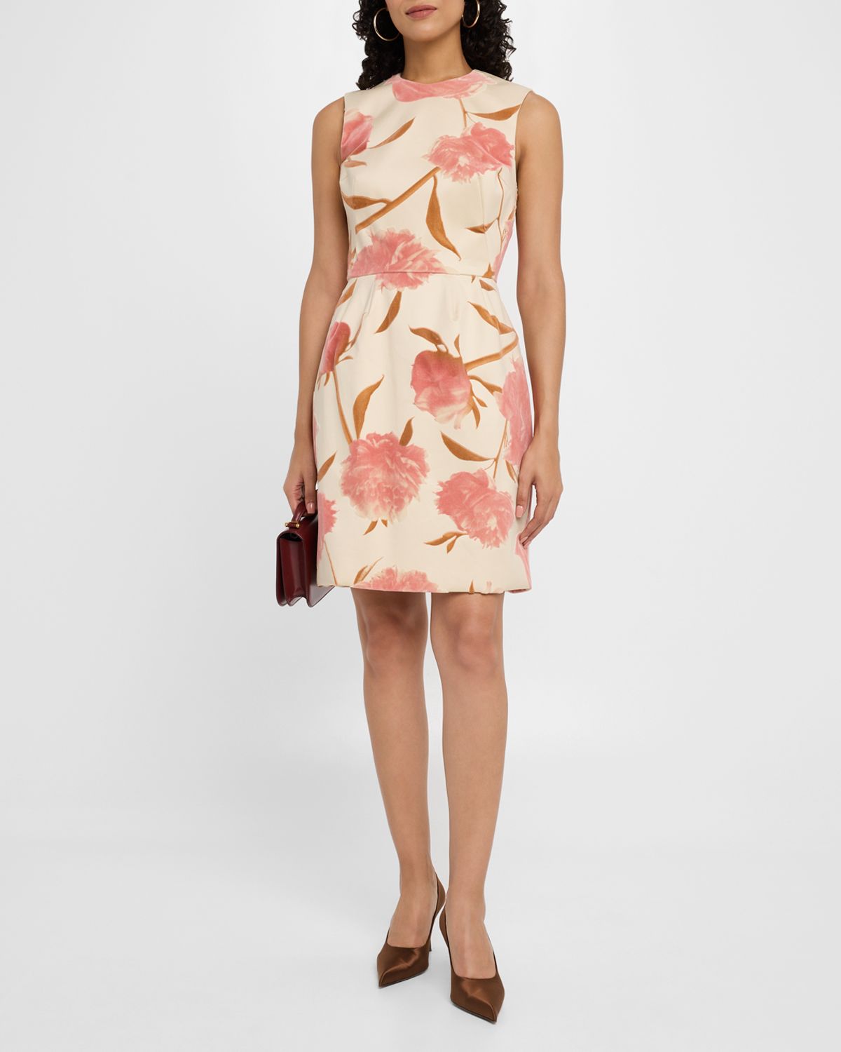 Lela Rose Floral Sleeveless Fit-&-Flare Mini Dress