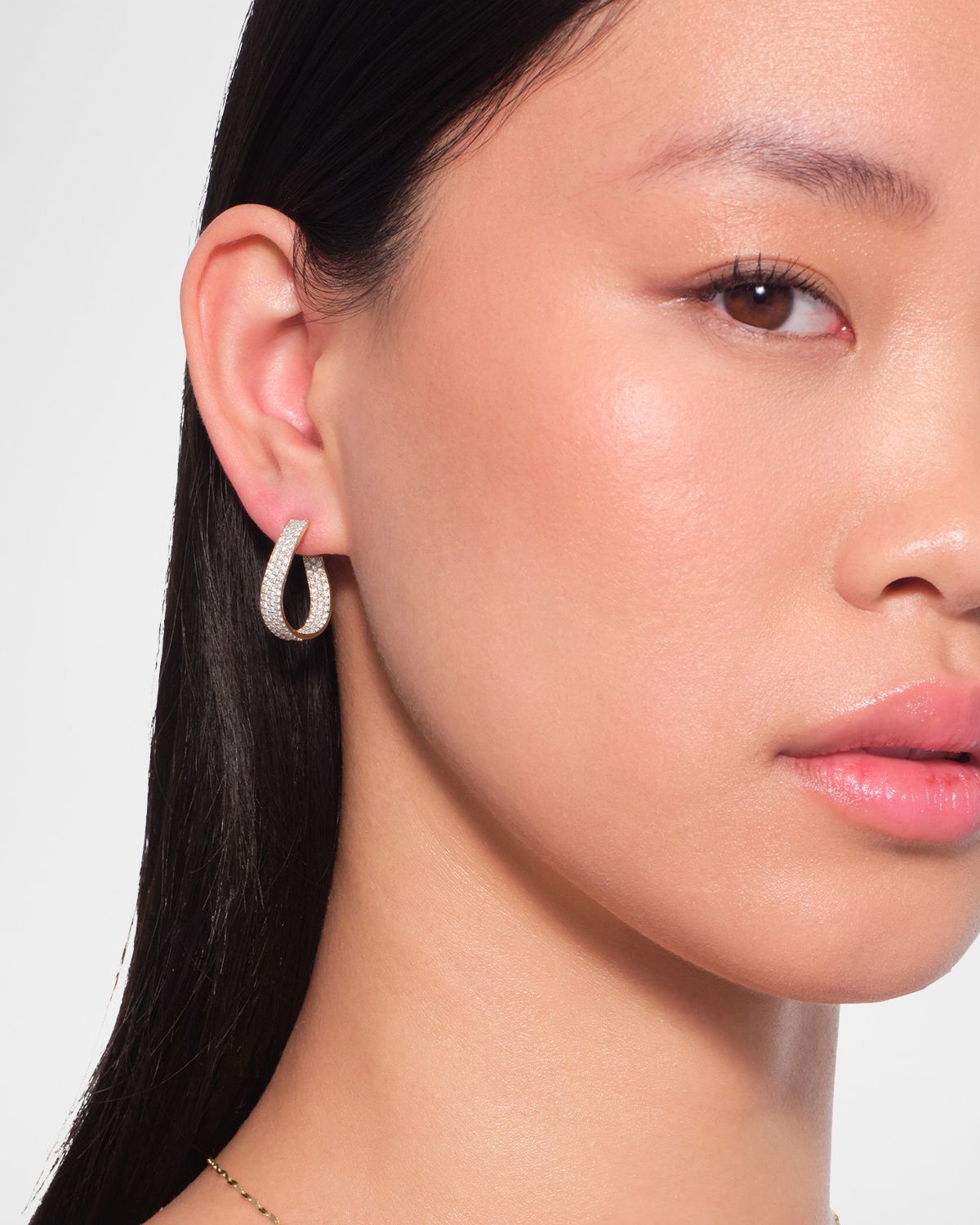 LANA Wavey Diamond Hoop Earrings