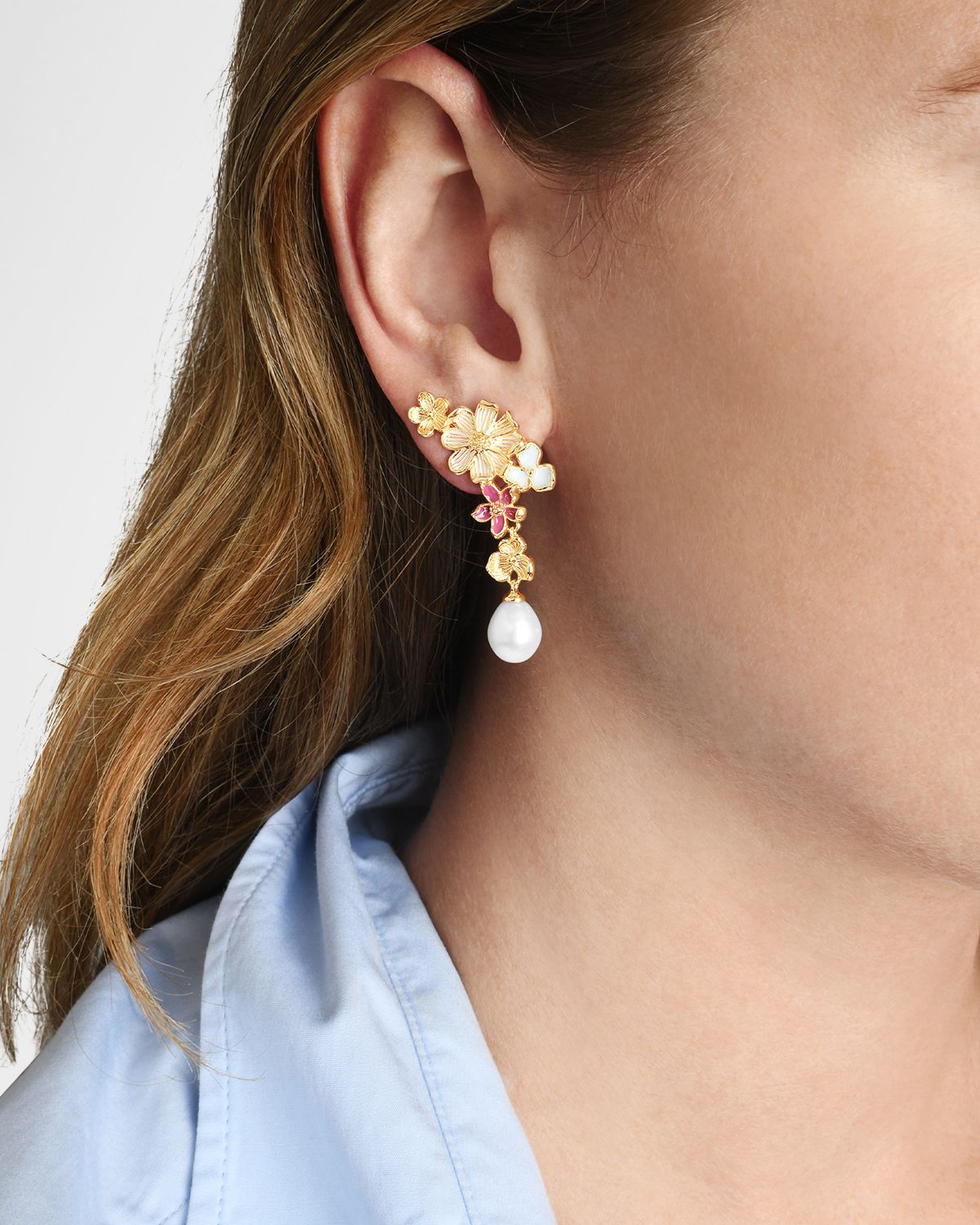 Anabel Aram Jewelry Wildflowers Pearl Drop Earrings