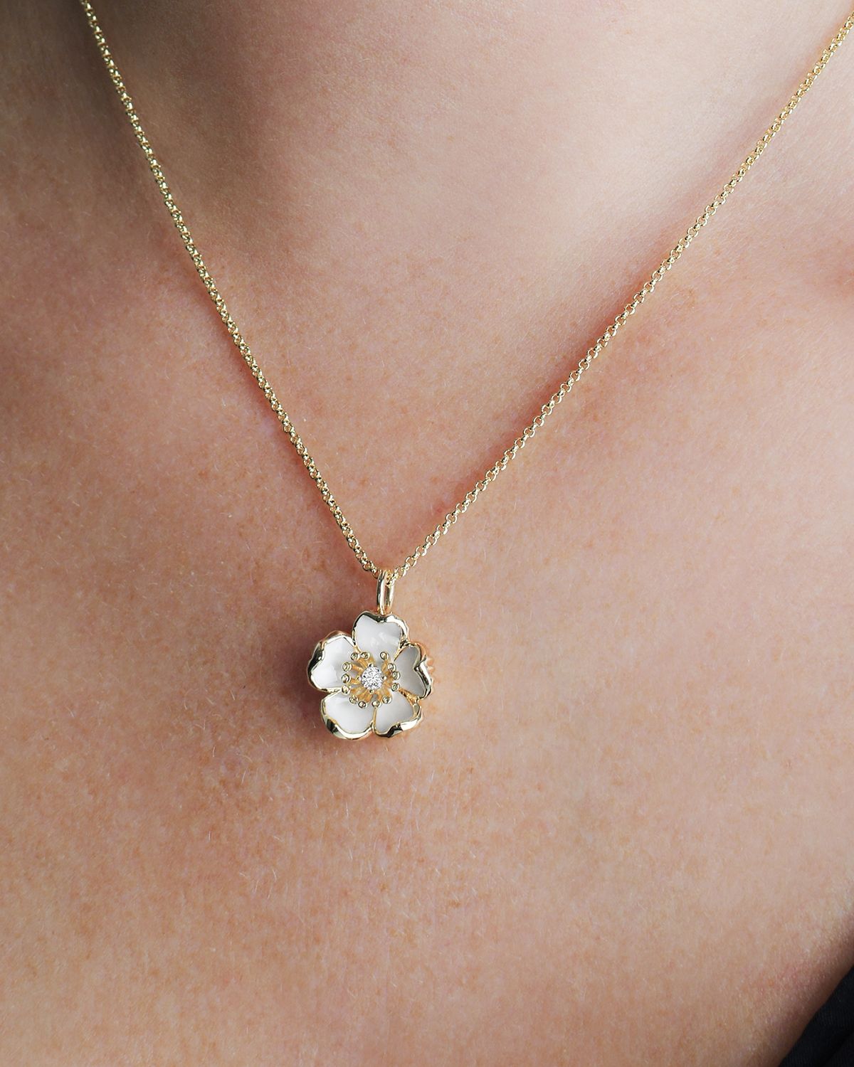 Anabel Aram Jewelry Wildflowers Enameled Pendant Necklace
