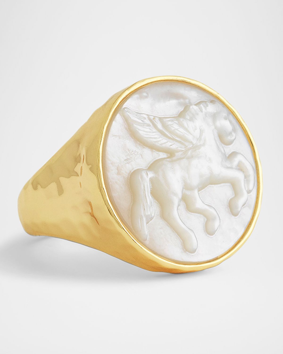 Anabel Aram Jewelry Pegasus Mother-of-Pearl Coin Signet Ring