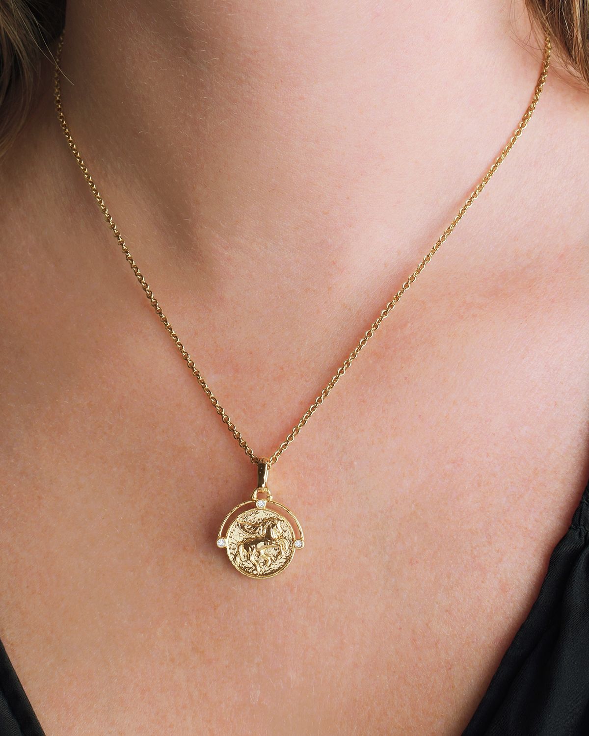 Anabel Aram Jewelry Pegasus Coin Pendant Necklace