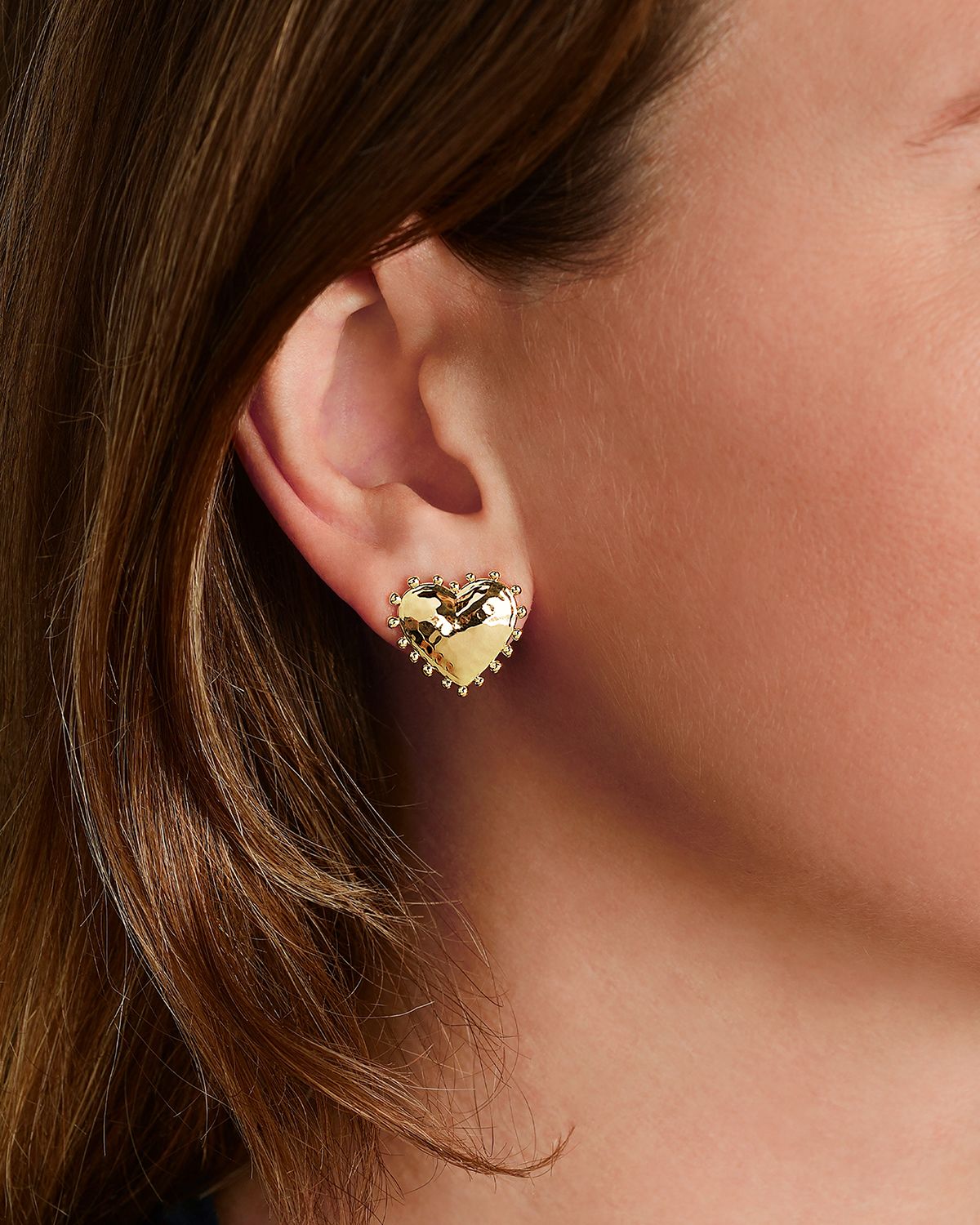 Anabel Aram Jewelry Heart Stud Earrings