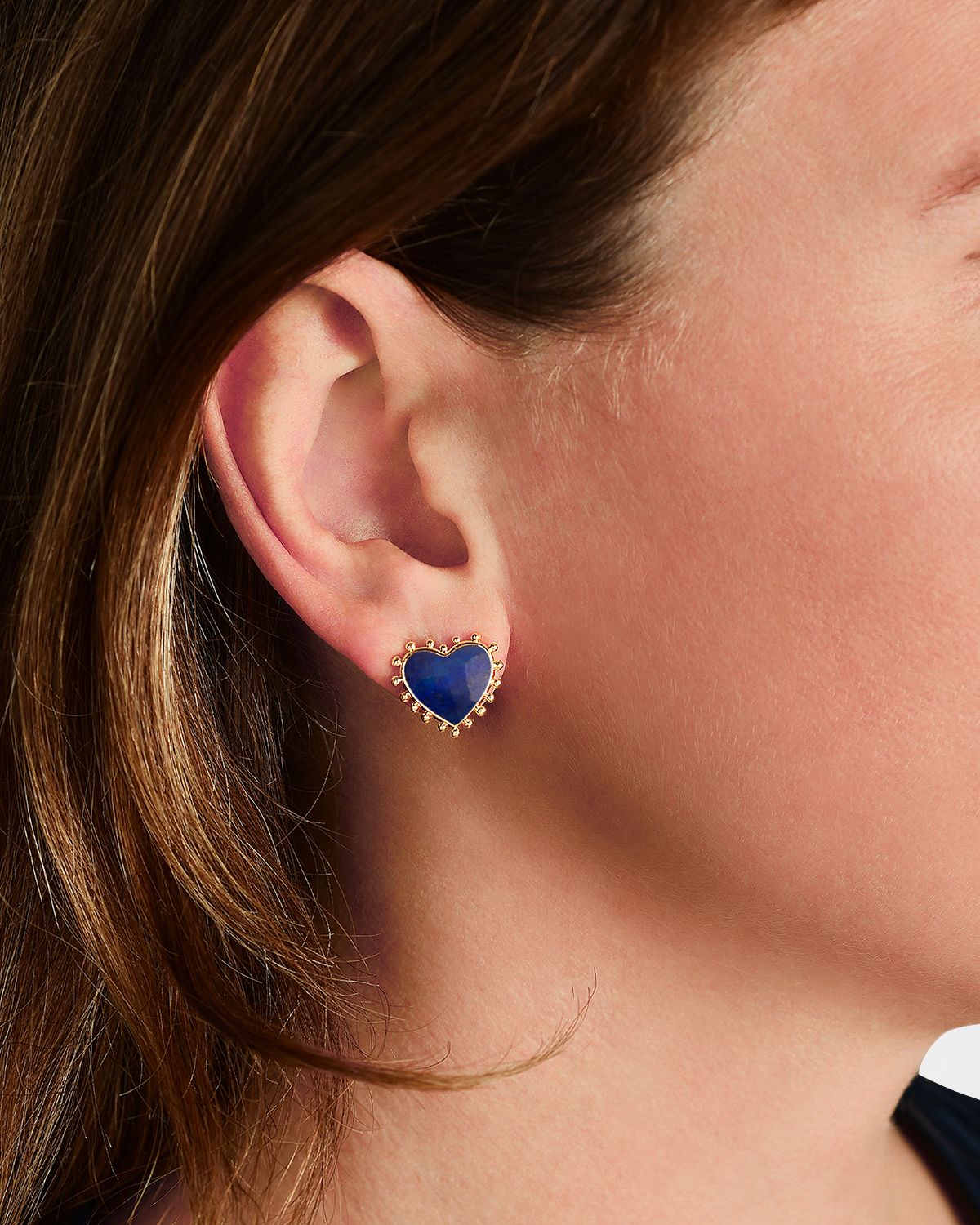 Anabel Aram Jewelry Heart Stone Stud Earrings