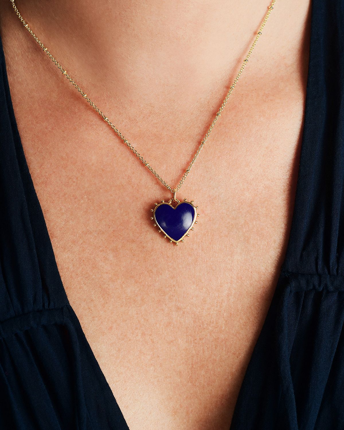 Anabel Aram Jewelry Heart Stone Pendant Necklace