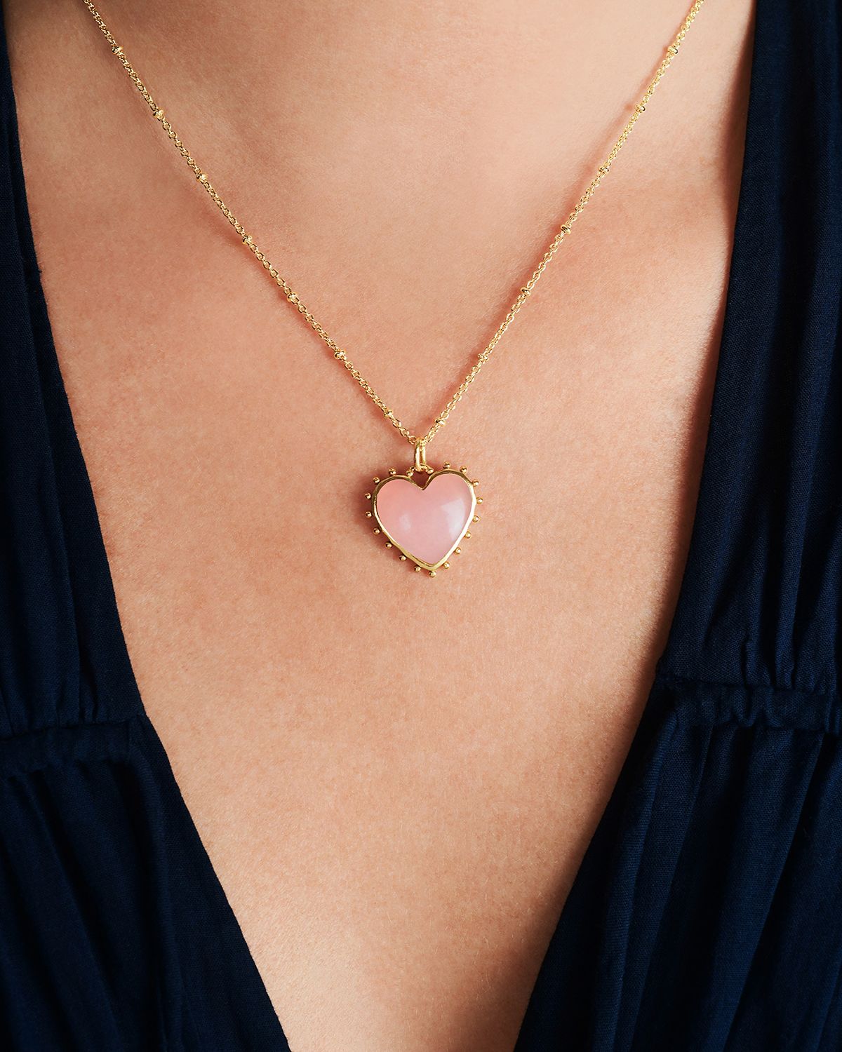 Anabel Aram Jewelry Heart Stone Pendant Necklace