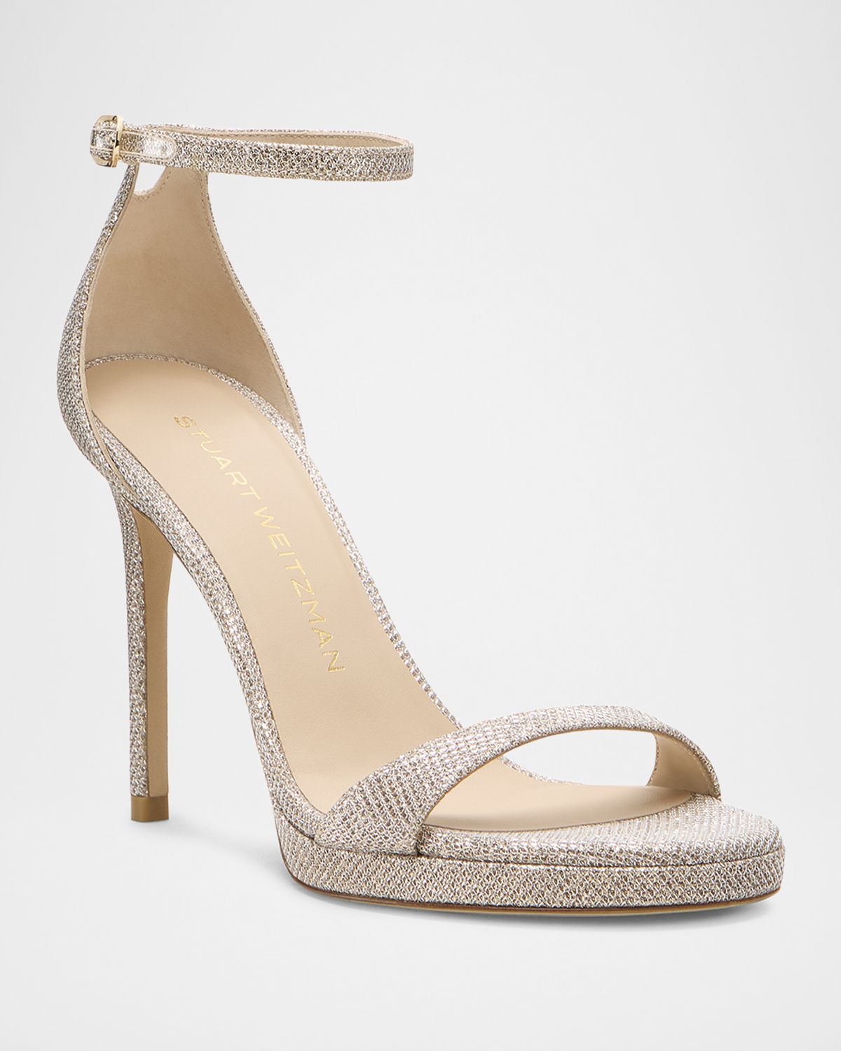 Stuart Weitzman Nudist Metallic Ankle-Strap Platform Sandals