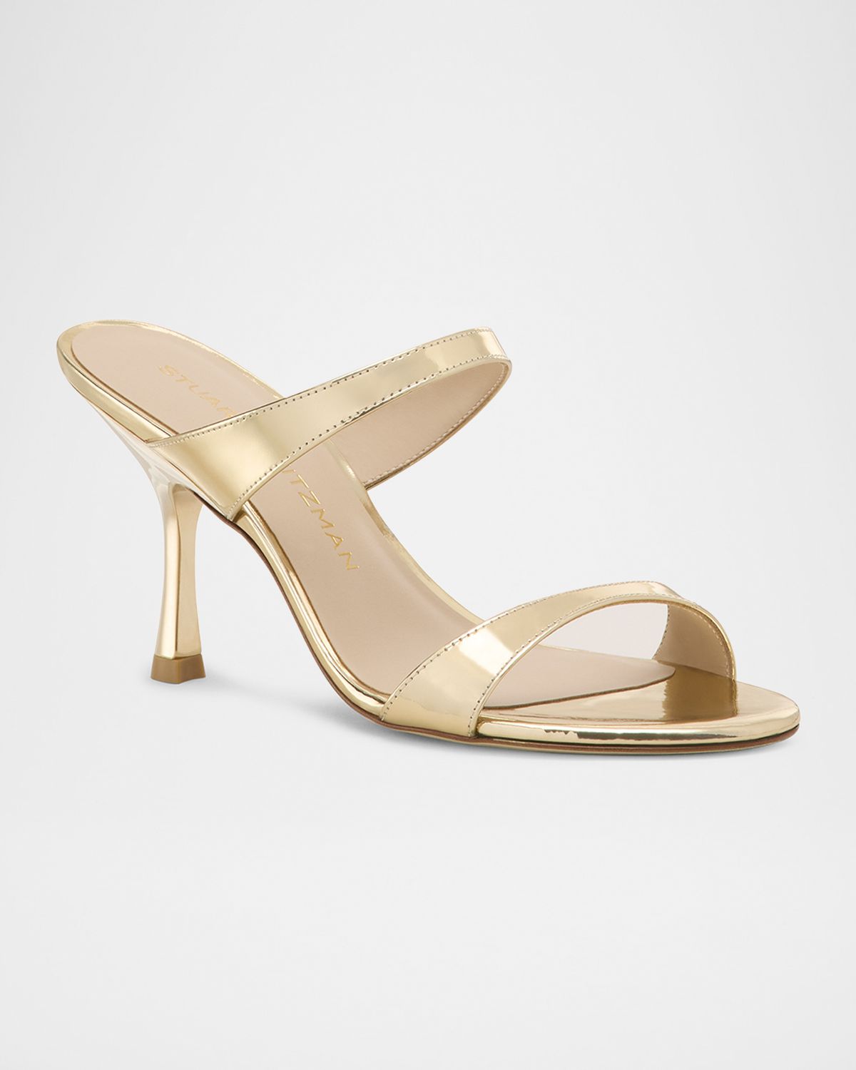 Stuart Weitzman Nudist Metallic Leather Slide Sandals
