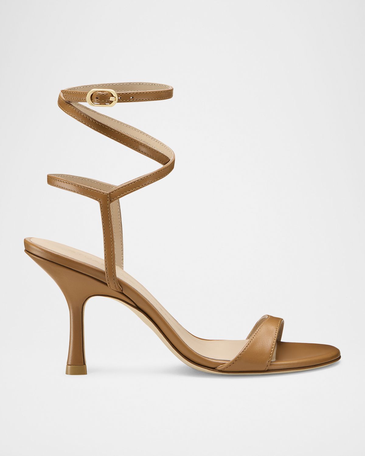 Stuart Weitzman Nudist Leather Ankle-Wrap Sandals