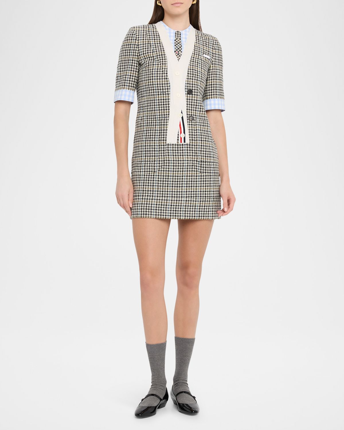 Thom Browne Trompe L 'Oeil Short-Sleeve Mini Dress
