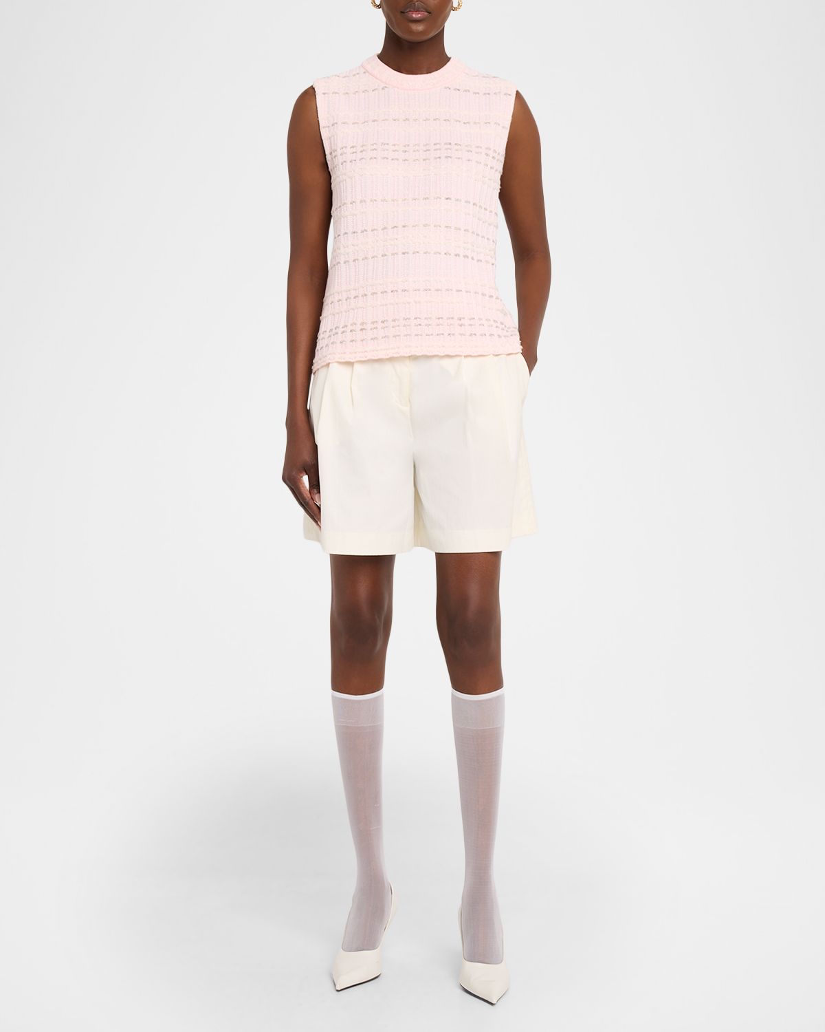 Thom Browne Seersucker Knit Tweed Jacquard Tank Top